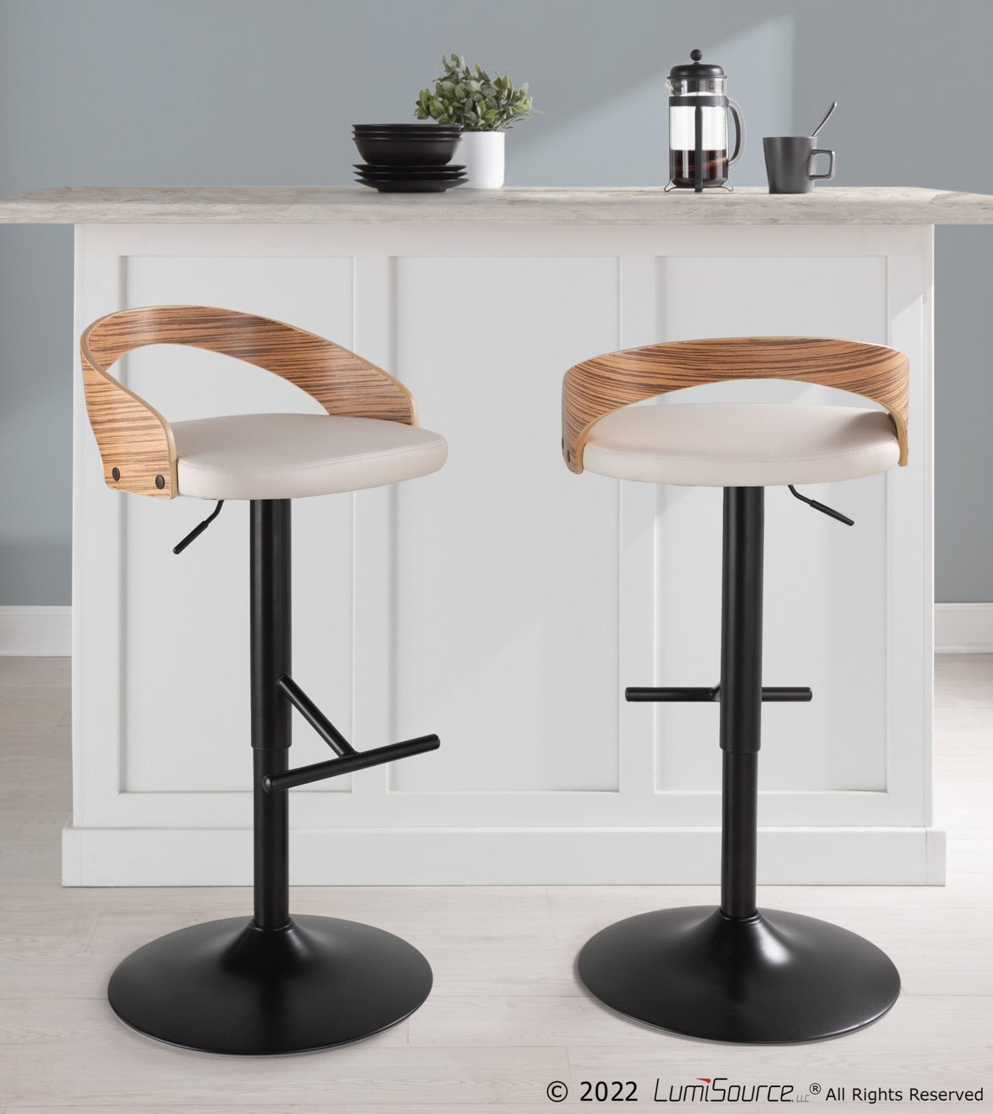 Grotto Adjustable Barstool - Set of 2 By LumiSource - BS-GROTTOPU-STRT2 BKCHW2 | Bar Stools | Modishstore - 34