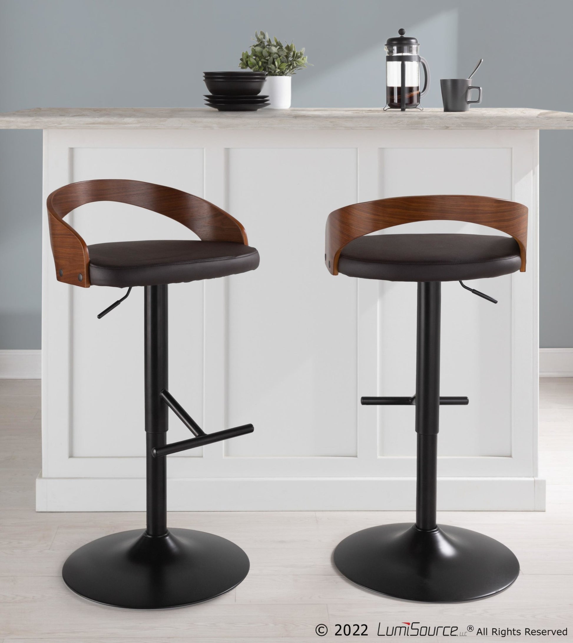 Grotto Adjustable Barstool - Set of 2 By LumiSource - BS-GROTTOPU-STRT2 BKCHW2 | Bar Stools | Modishstore - 18