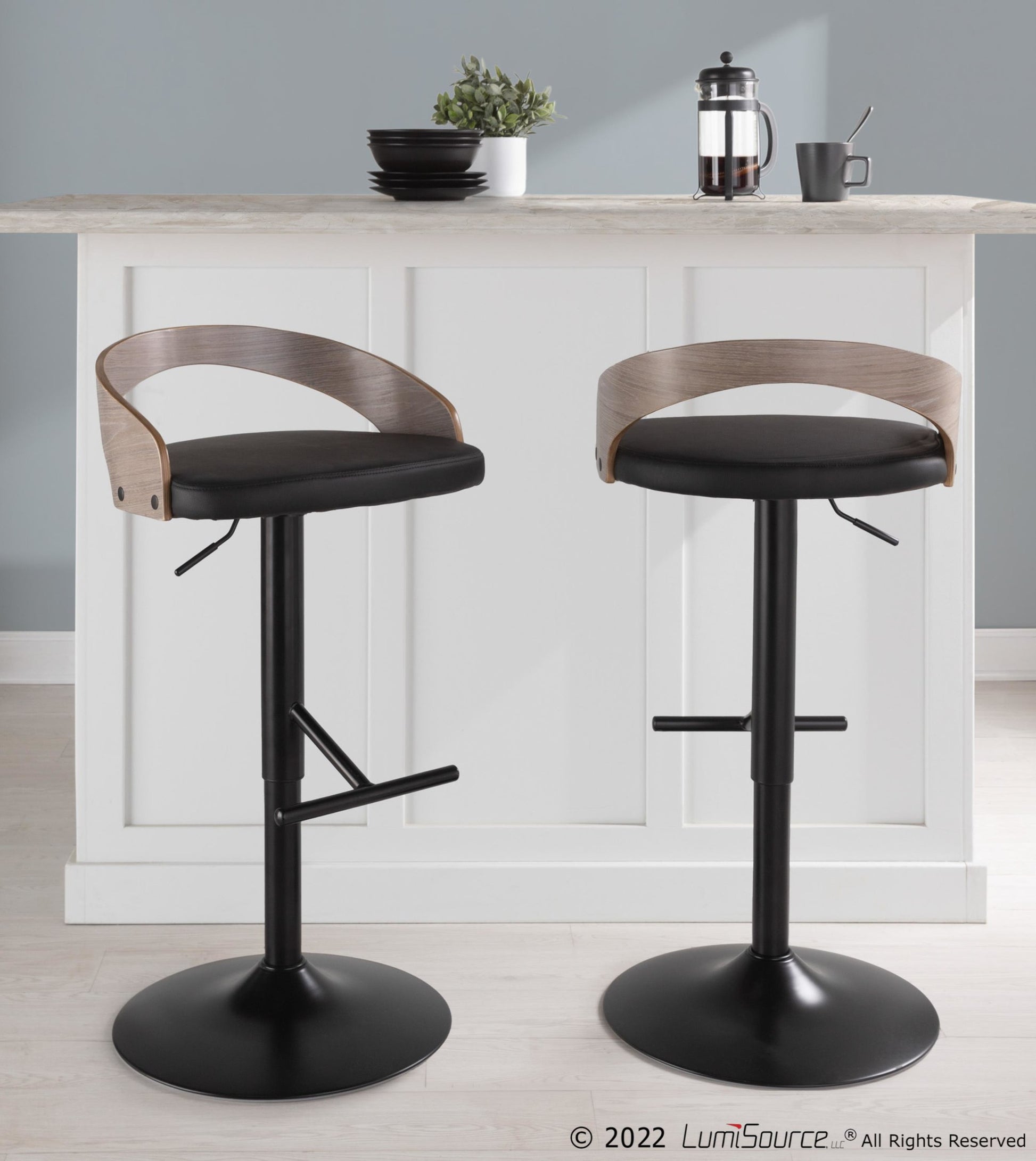 Grotto Adjustable Barstool - Set of 2 By LumiSource - BS-GROTTOPU-STRT2 BKCHW2 | Bar Stools | Modishstore - 11