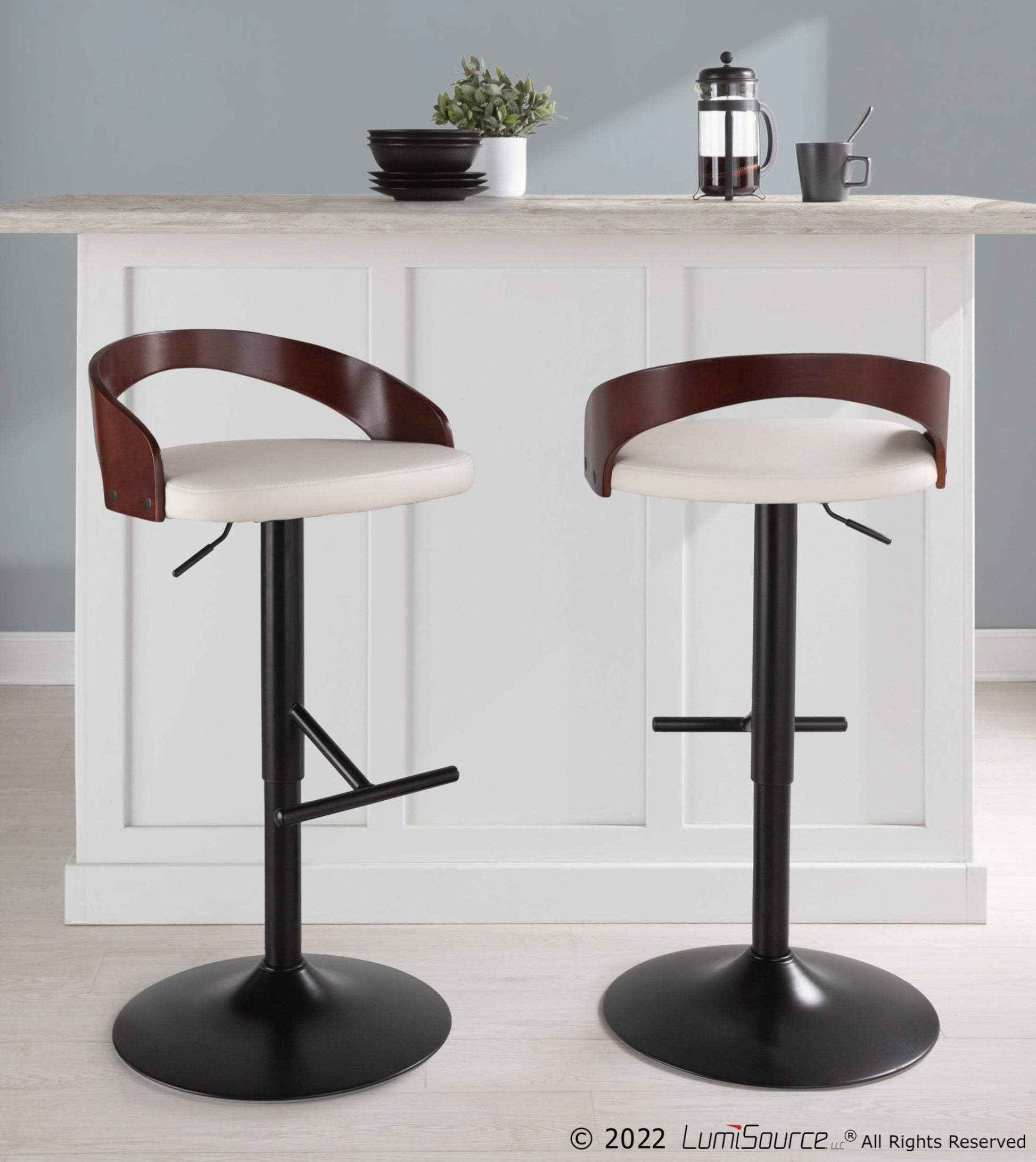 Grotto Adjustable Barstool - Set of 2 By LumiSource - BS-GROTTOPU-STRT2 BKCHW2 | Bar Stools | Modishstore