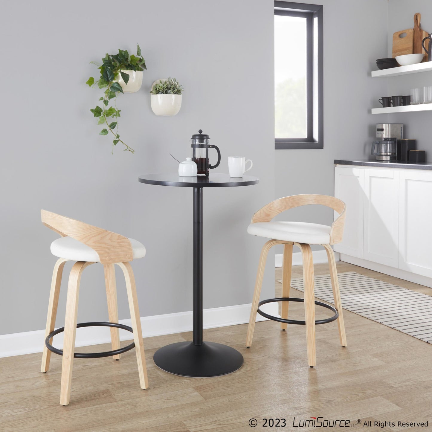 Grotto 26" Fixed-Height Counter Stool - Set of 2 By LumiSource - B26-GROTTOPU-GRTZQ2 NABKBK2 | Counter Stools | Modishstore - 28