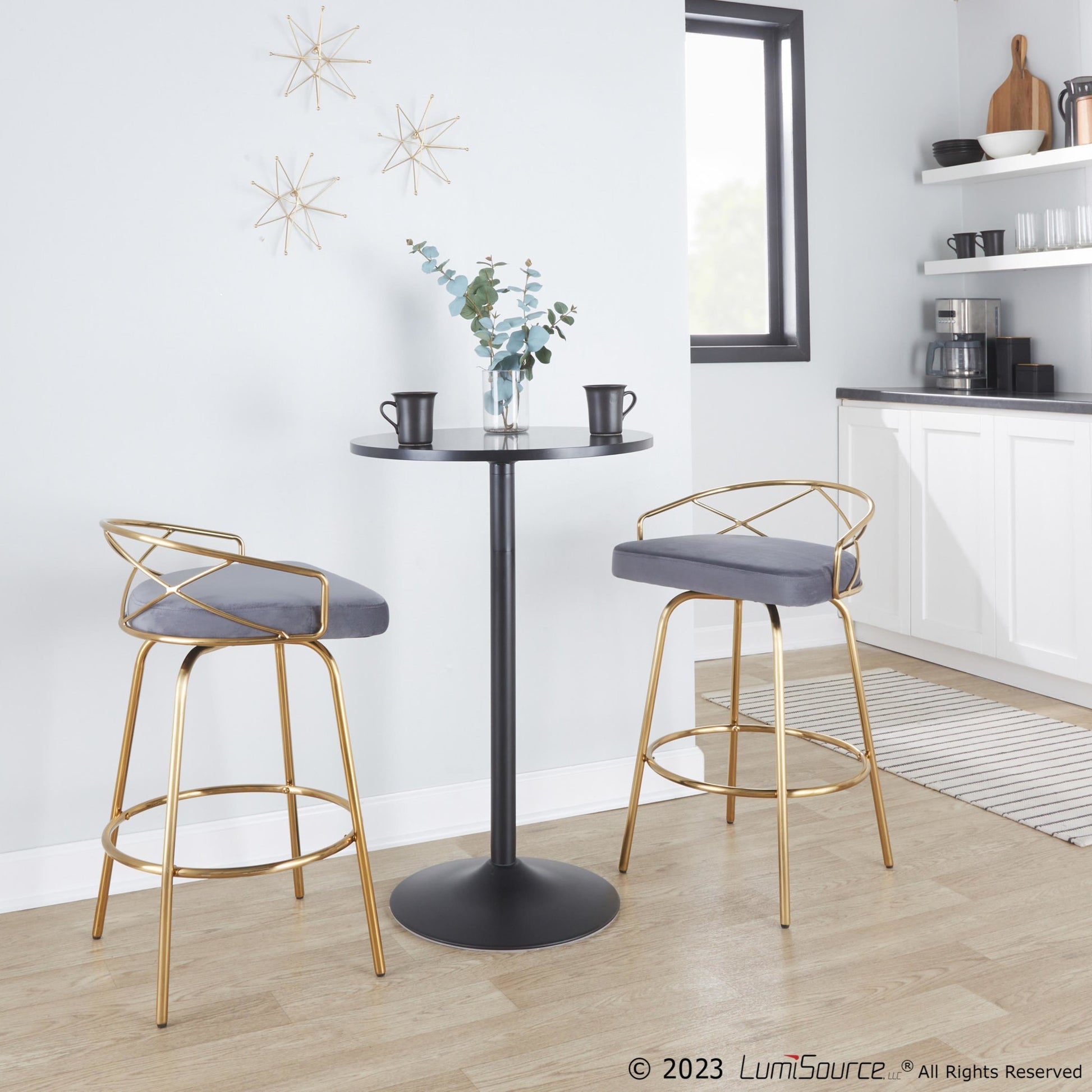 Charlotte Glam 26" Fixed-Height Counter Stool - Set of 2 By LumiSource - B26-CHARLOTGLAMV-CLARG2 AUCR2 | Counter Stools | Modishstore - 11