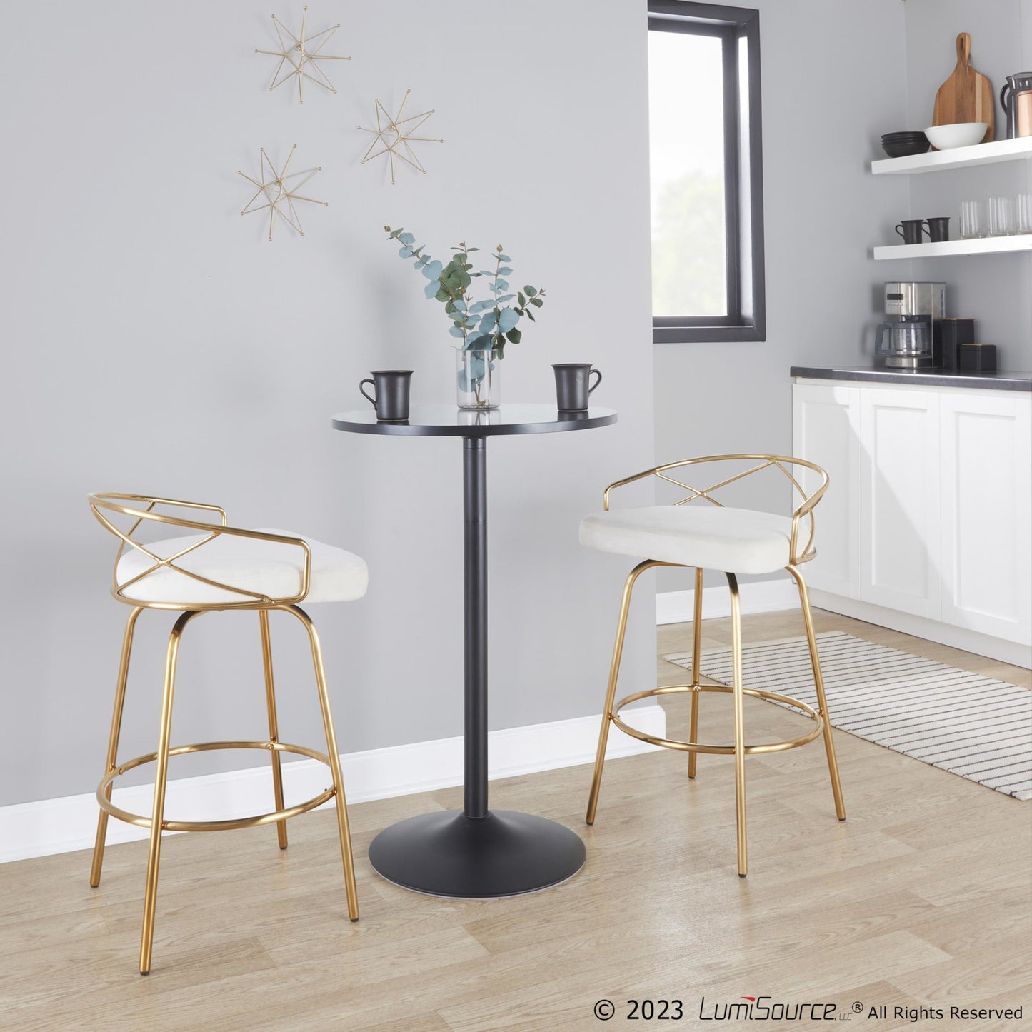 Charlotte Glam 26" Fixed-Height Counter Stool - Set of 2 By LumiSource - B26-CHARLOTGLAMV-CLARG2 AUCR2 | Counter Stools | Modishstore - 2