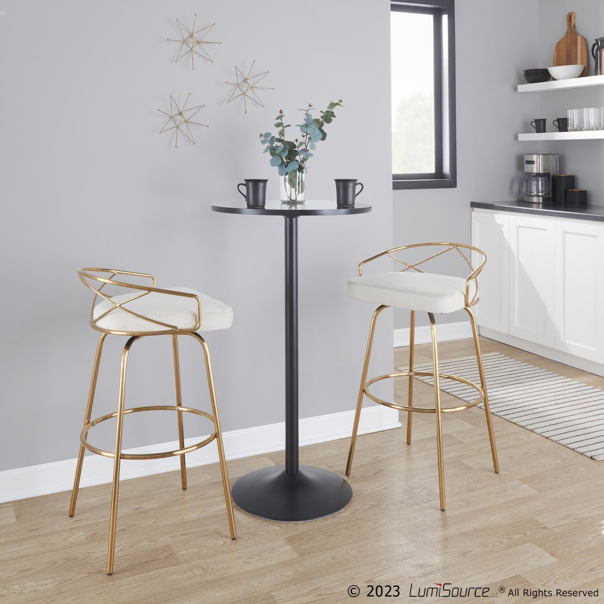 Charlotte Glam 30" Fixed-Height Barstool - Set of 2 By LumiSource - B30-CHARLOTGLAMV-CLARG2 AUCR2 | Bar Stools | Modishstore - 2