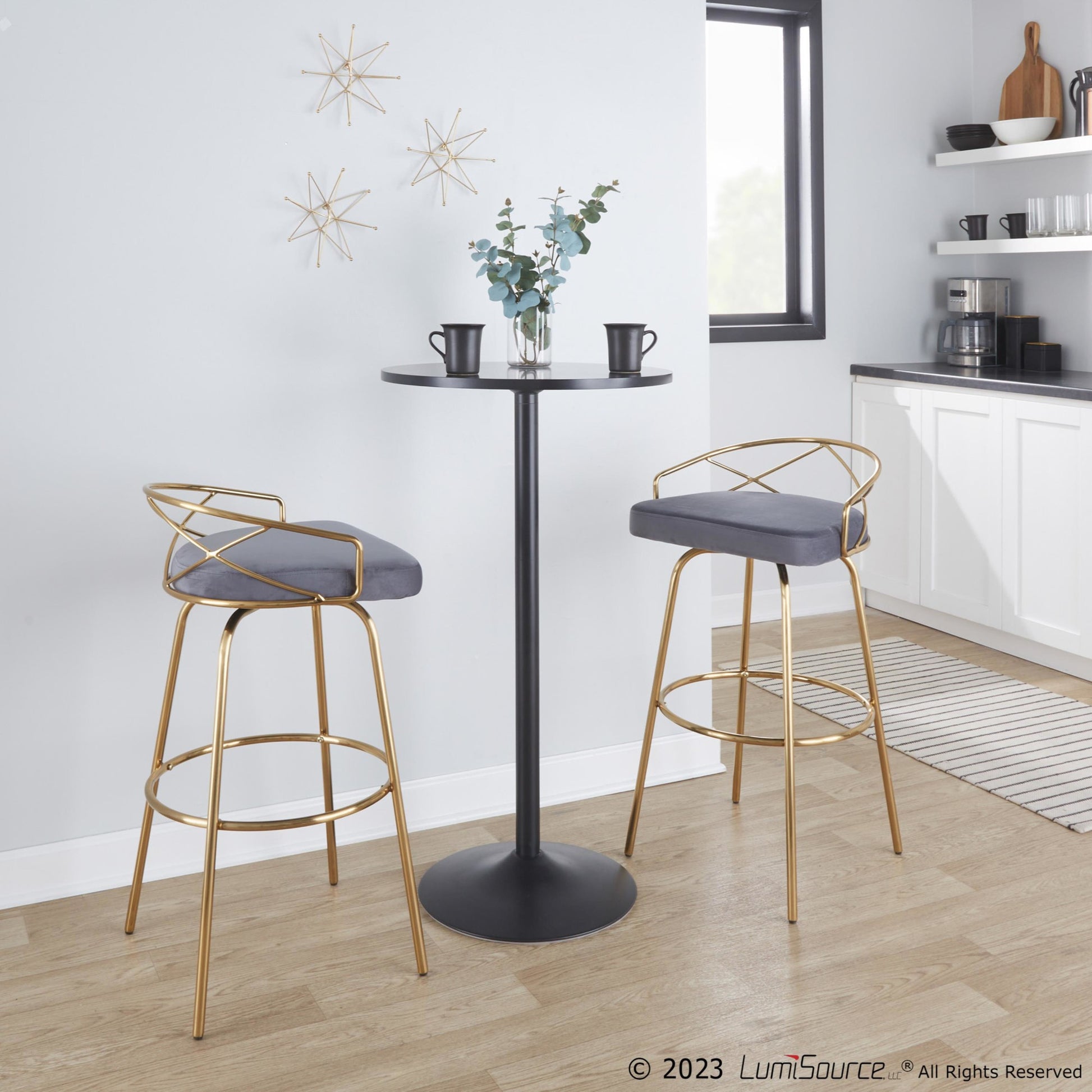 Charlotte Glam 30" Fixed-Height Barstool - Set of 2 By LumiSource - B30-CHARLOTGLAMV-CLARG2 AUCR2 | Bar Stools | Modishstore - 12