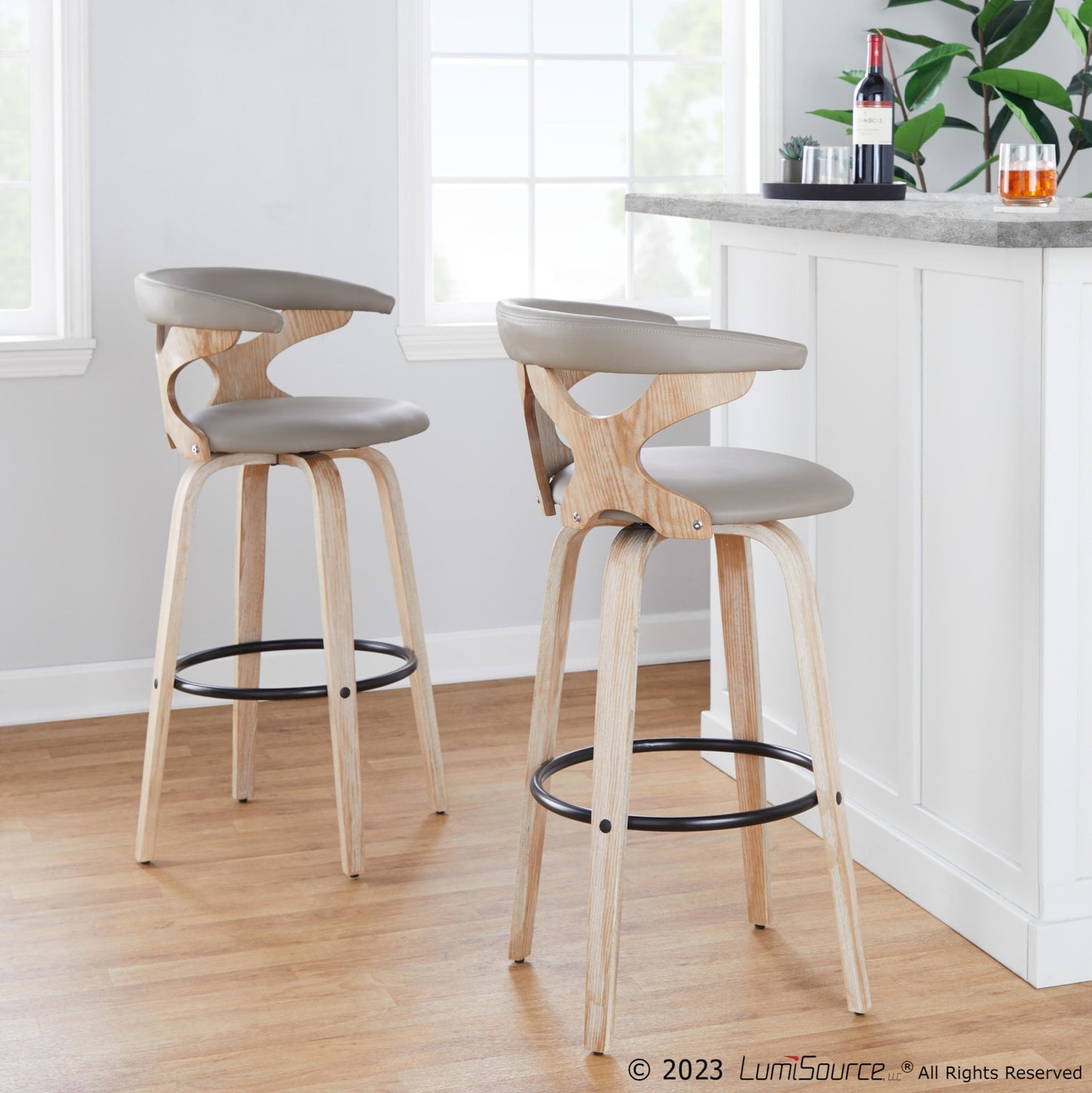 Gardenia 30" Fixed-Height Barstool - Set of 2 By LumiSource - B30-GARDPU-GRTZQ2 WWLGY2 | Bar Stools | Modishstore