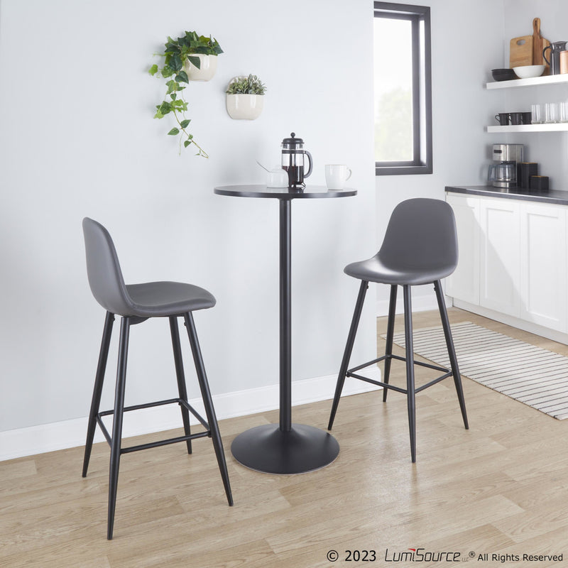 Pebble 30" Fixed-Height Barstool - Set of 2 By LumiSource - B30-PEBPU-X1 BKGY2 | Bar Stools | Modishstore