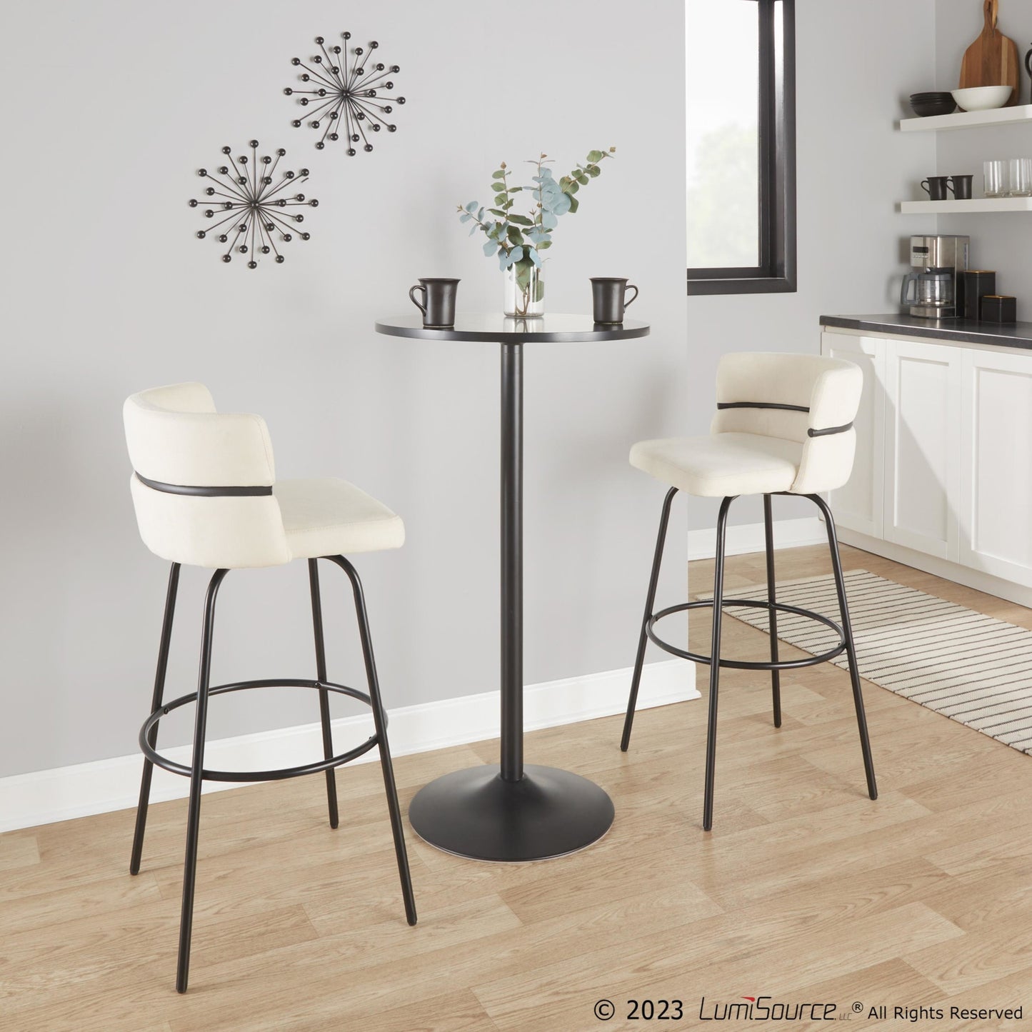 Cinch Claire 30" Fixed-Height Barstool - Set of 2 By LumiSource - B30-CINCH-CLARZQ2 BKBKCR2 | Bar Stools | Modishstore - 4