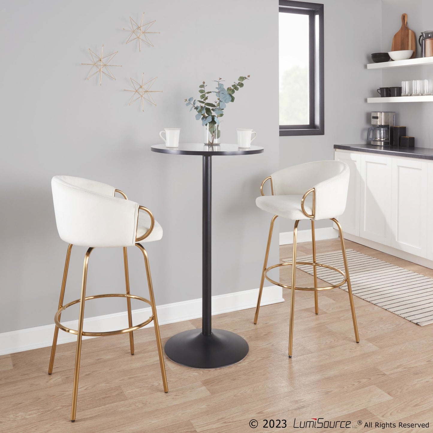 Claire 30" Fixed-Height Barstool - Set of 2 By LumiSource - B30-CLAIREV2 AUCR2 | Bar Stools | Modishstore - 4