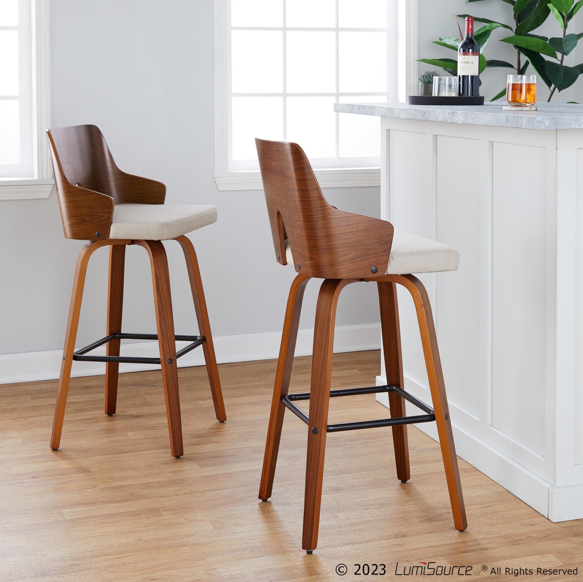 Ariana 30" Fixed-Height Barstool - Set of 2 By LumiSource - B30-ARIA-GRTZX2 WLWLBG2 | Bar Stools | Modishstore - 2