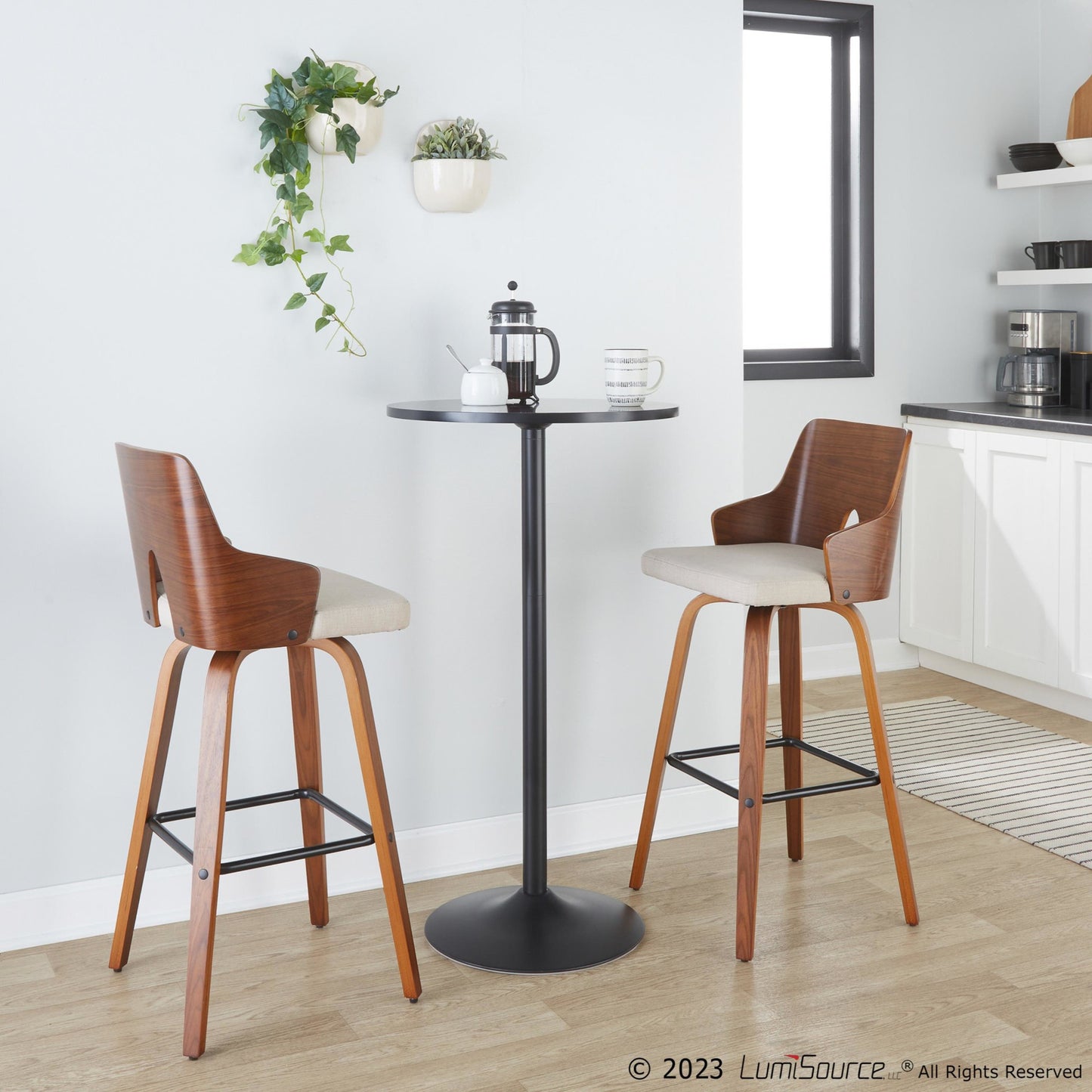 Ariana 30" Fixed-Height Barstool - Set of 2 By LumiSource - B30-ARIA-GRTZX2 WLWLBG2 | Bar Stools | Modishstore - 3