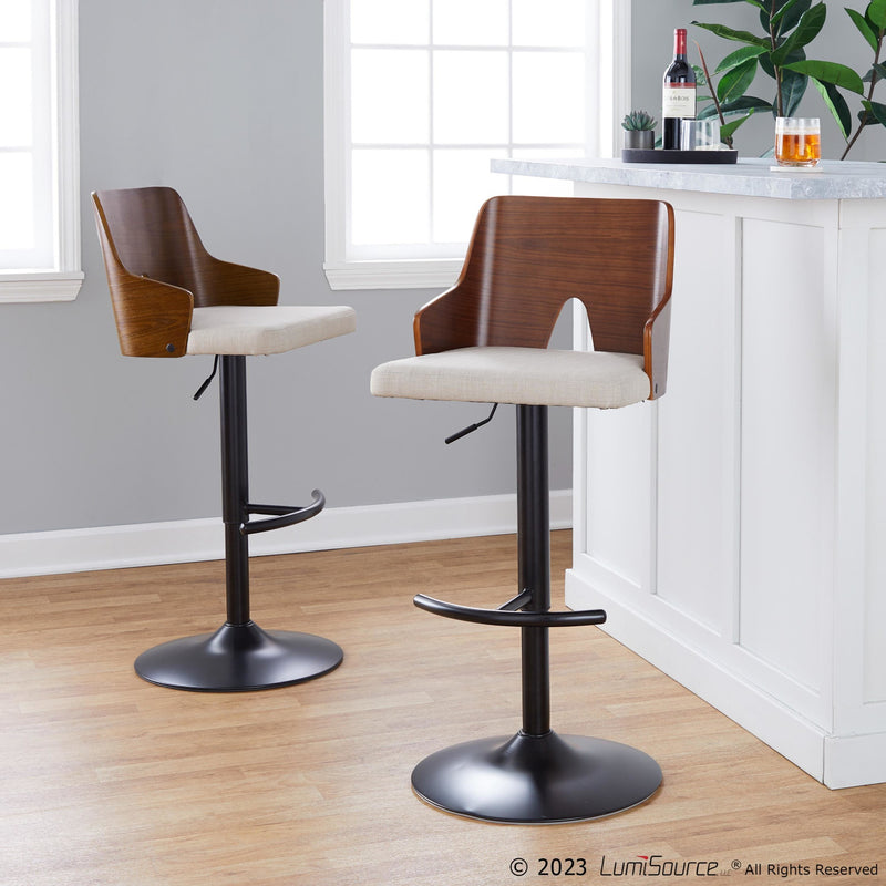 Ariana Adjustable Barstool - Set of 2 By LumiSource - BS-ARIA RNT2 BKWLBG2 | Bar Stools | Modishstore