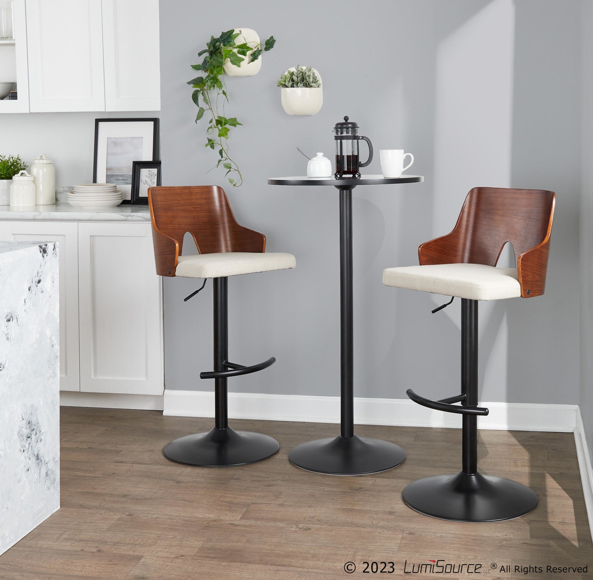 Ariana Adjustable Barstool - Set of 2 By LumiSource - BS-ARIA RNT2 BKWLBG2 | Bar Stools | Modishstore - 3