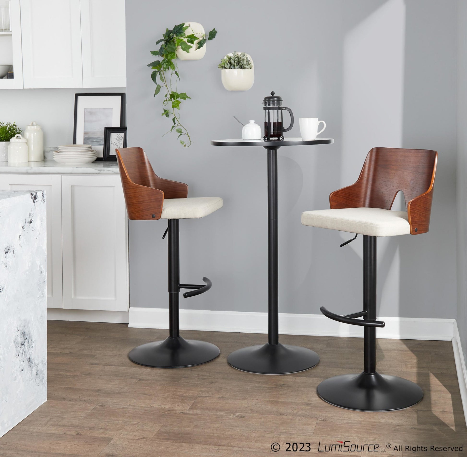 Ariana Adjustable Barstool - Set of 2 By LumiSource - BS-ARIA RNT2 BKWLBG2 | Bar Stools | Modishstore - 4