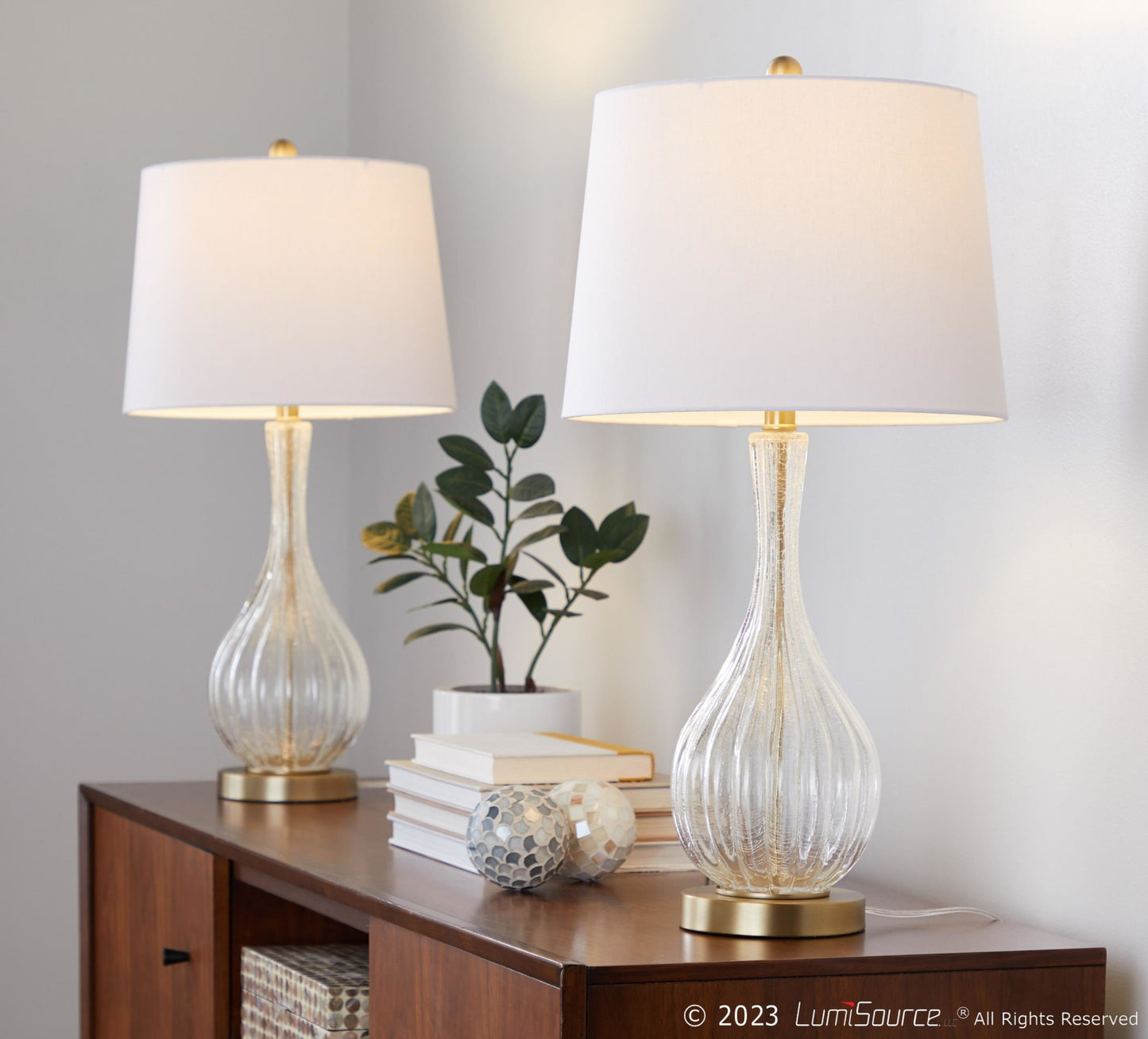 Jenny 27" Glass Table Lamp - Set of 2 By LumiSource - GTG27-JENNY BUBNIW2 | Table Lamps | Modishstore - 10