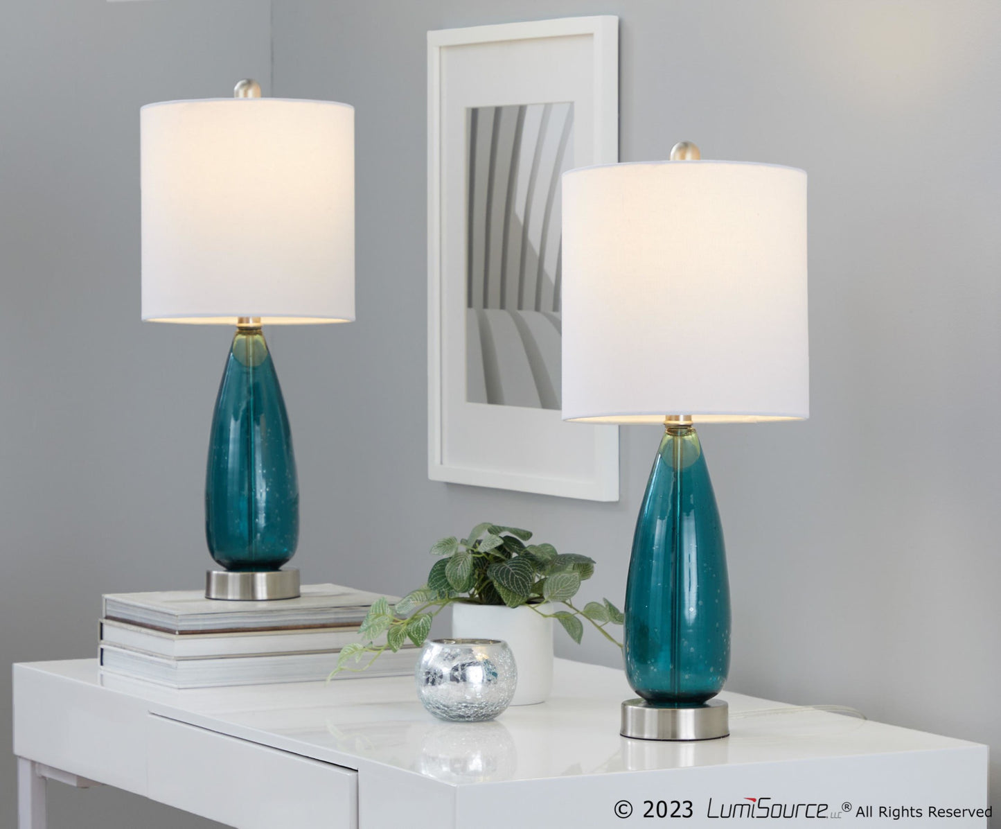 Bottega 22" Glass Accent Lamp - Set of 2 By LumiSource - GTG22-BTTGA BUBNIW2 | Table Lamps | Modishstore - 2