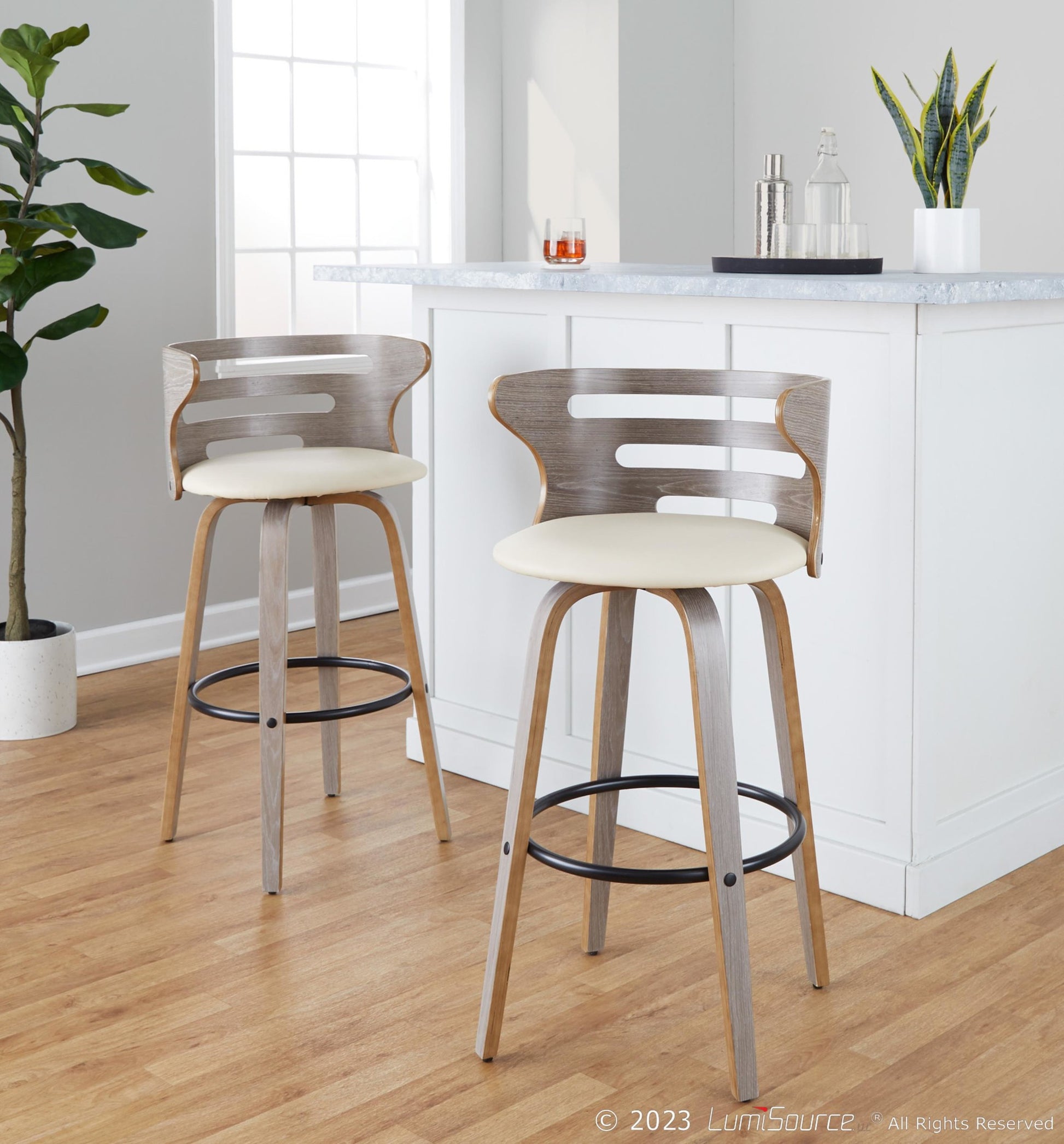 Cosini 30" Fixed-Height Barstool - Set of 2 By LumiSource - B30-COSIPU-GRTZQ2 LGYLGYBK2 | Bar Stools | Modishstore - 13