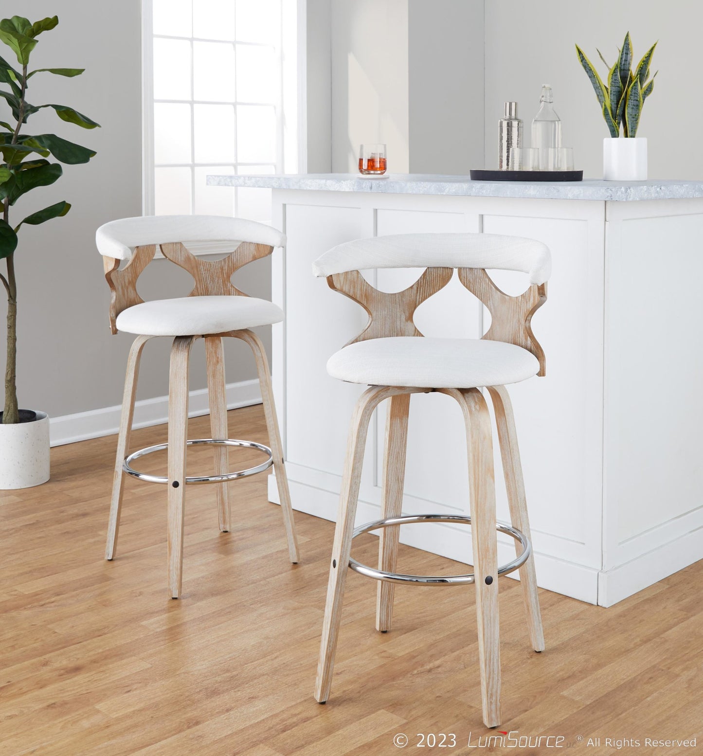 Gardenia 30" Fixed-Height Barstool - Set of 2 By LumiSource - B30-GARDFB-GRTZR2 WWBU2 | Bar Stools | Modishstore - 22