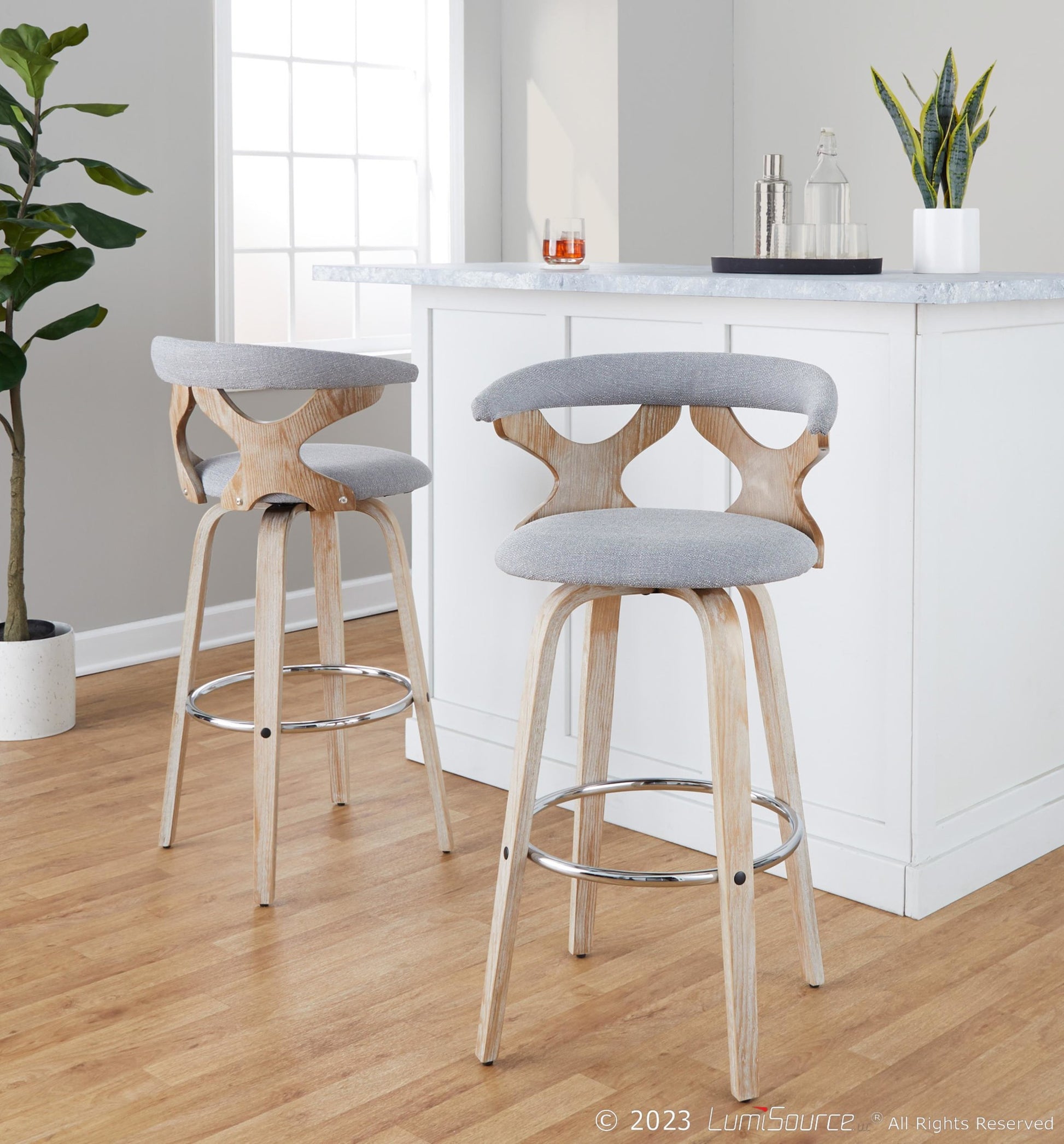 Gardenia 30" Fixed-Height Barstool - Set of 2 By LumiSource - B30-GARDFB-GRTZR2 WWBU2 | Bar Stools | Modishstore - 33