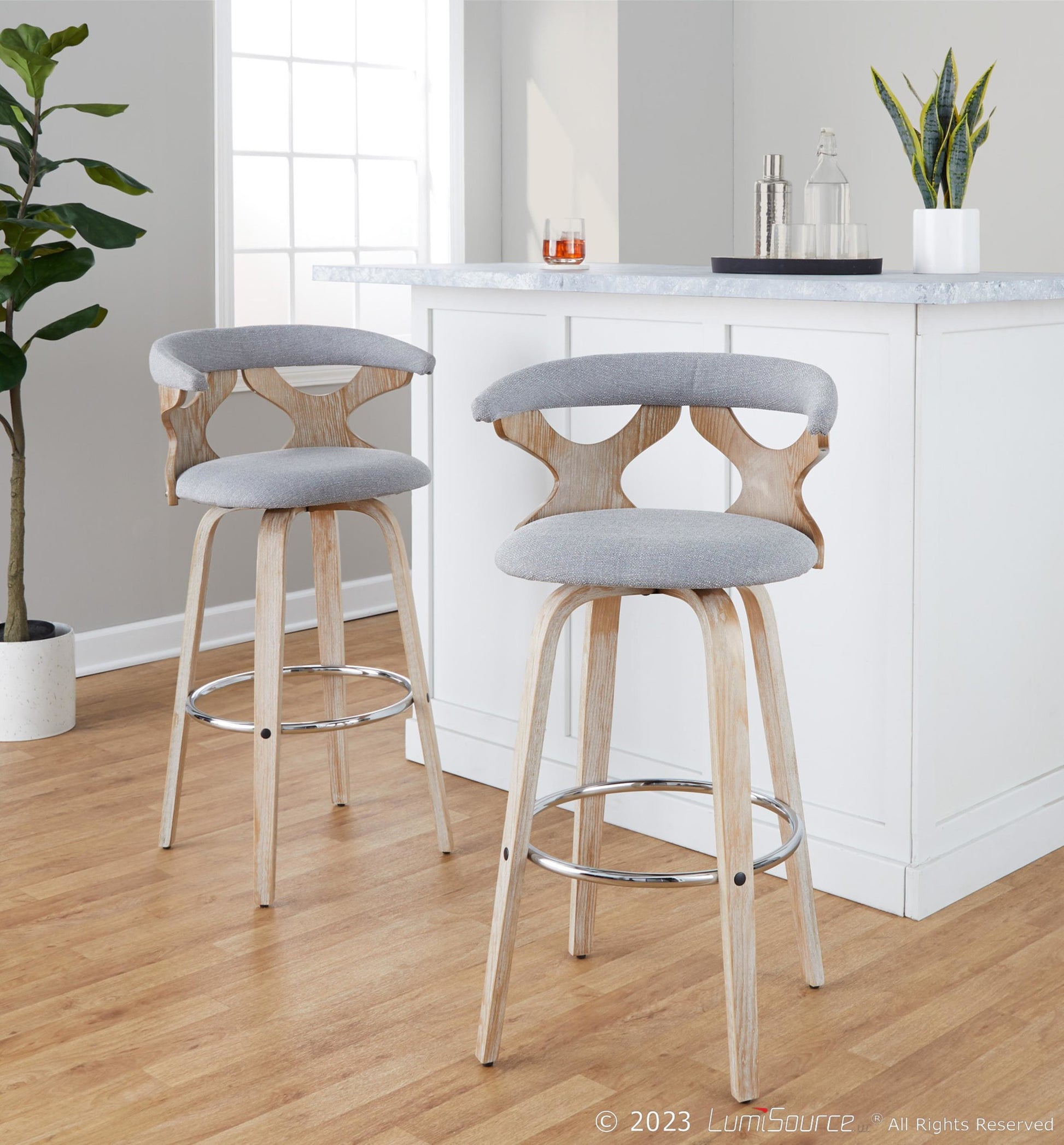 Gardenia 30" Fixed-Height Barstool - Set of 2 By LumiSource - B30-GARDFB-GRTZR2 WWBU2 | Bar Stools | Modishstore - 34