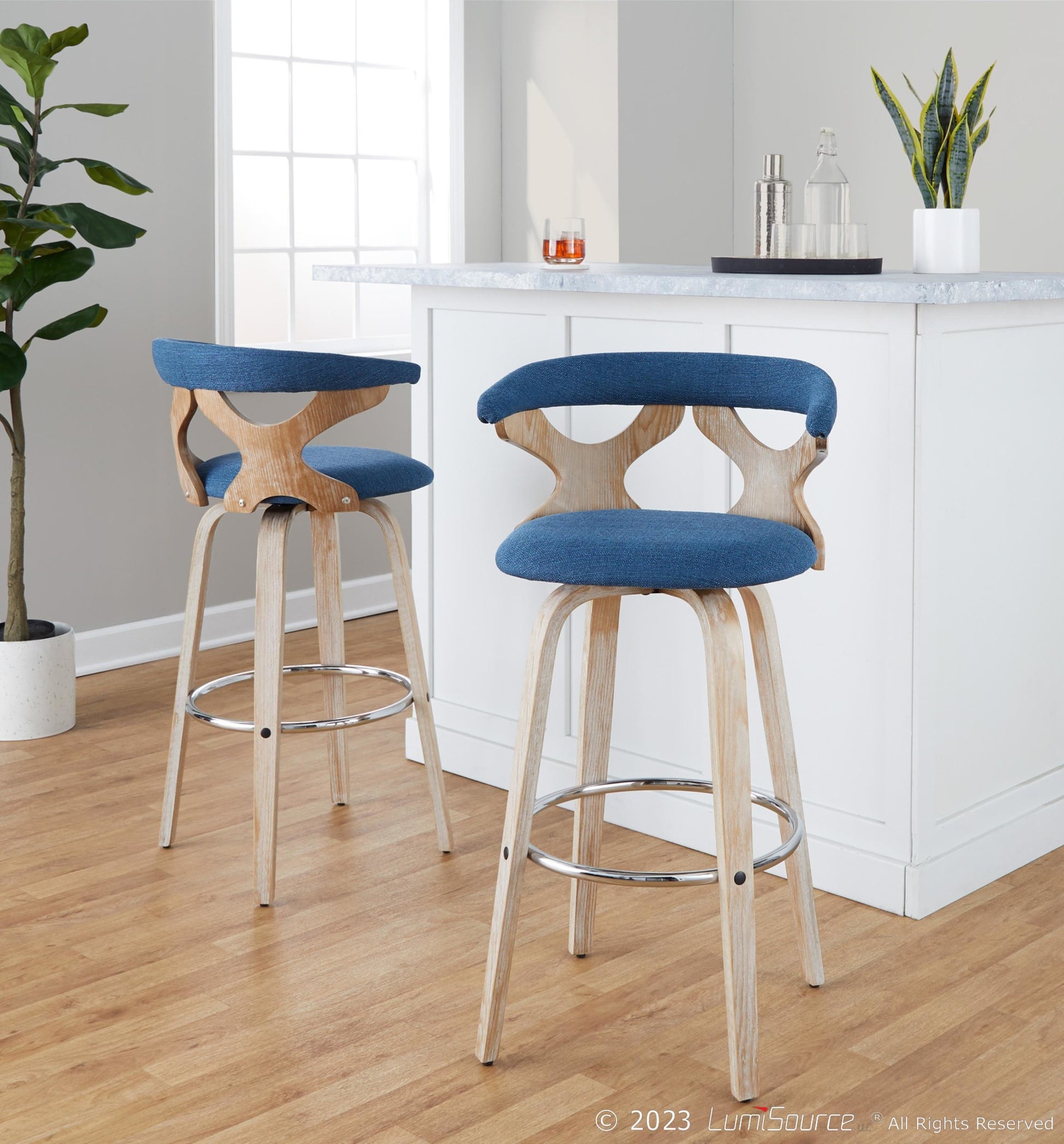 Gardenia 30" Fixed-Height Barstool - Set of 2 By LumiSource - B30-GARDFB-GRTZR2 WWBU2 | Bar Stools | Modishstore - 3