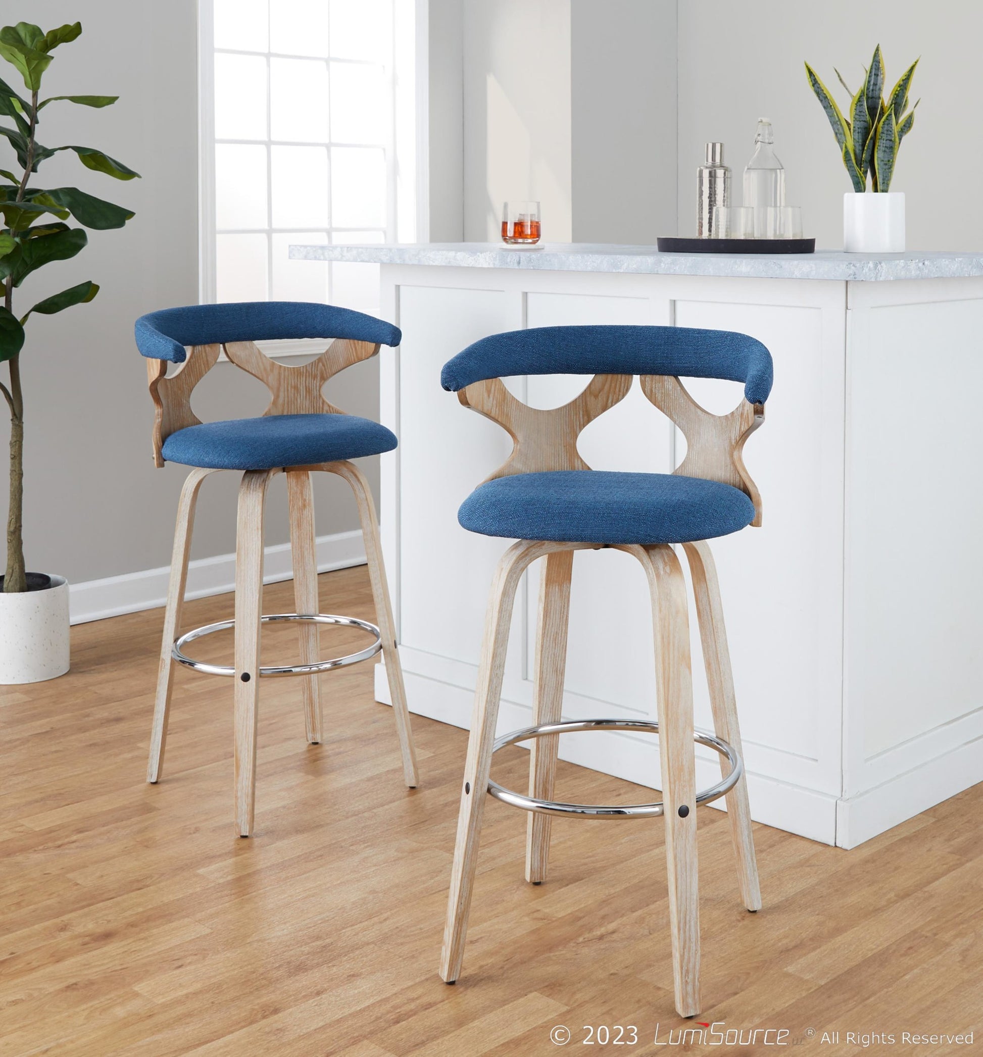 Gardenia 30" Fixed-Height Barstool - Set of 2 By LumiSource - B30-GARDFB-GRTZR2 WWBU2 | Bar Stools | Modishstore - 4