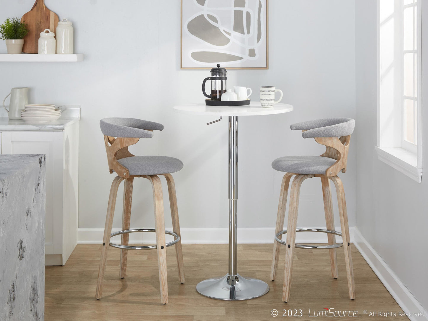 Gardenia 30" Fixed-Height Barstool - Set of 2 By LumiSource - B30-GARDFB-GRTZR2 WWBU2 | Bar Stools | Modishstore - 32