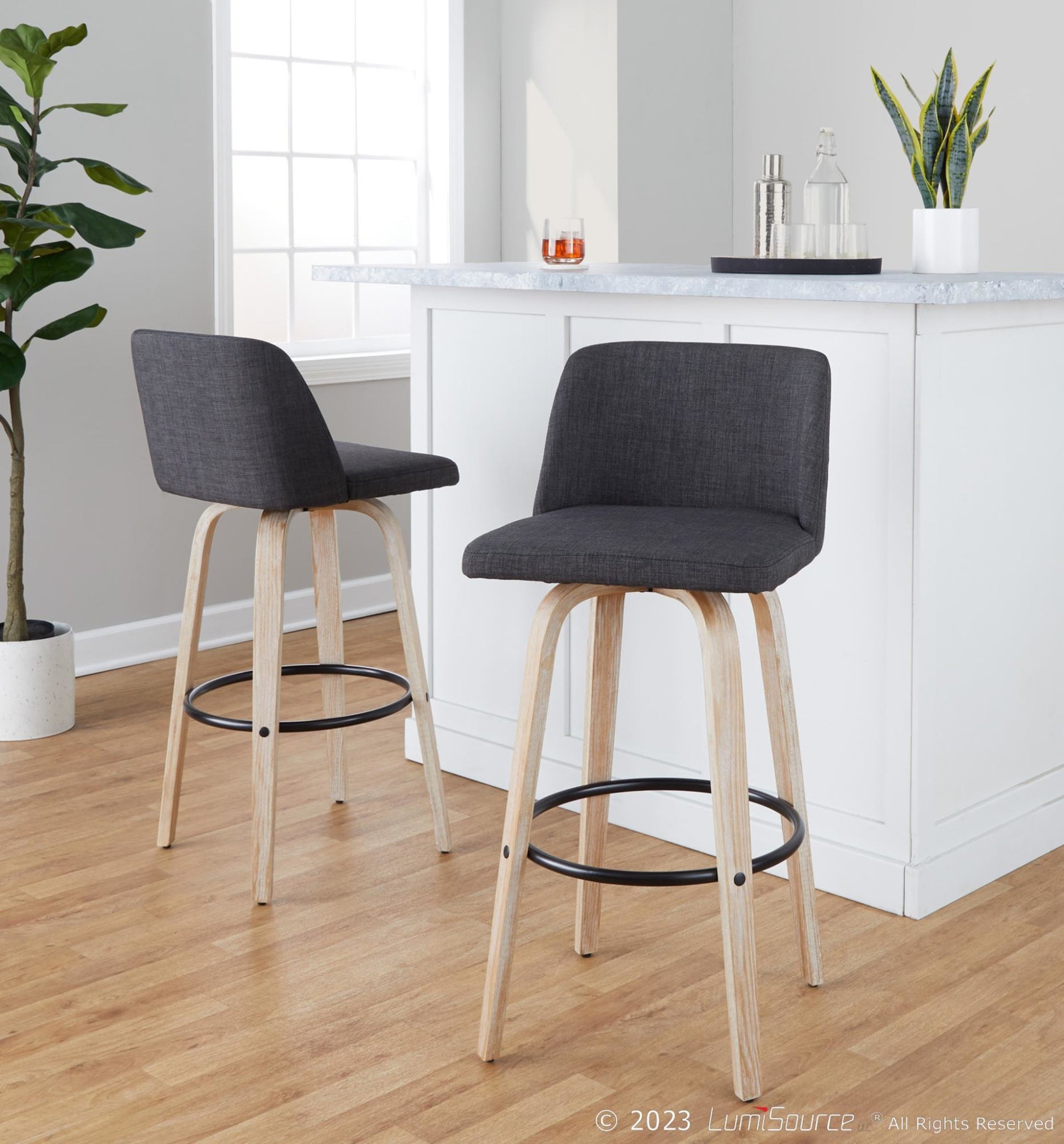 Toriano 30" Fixed-Height Barstool - Set of 2 By LumiSource - B30-TRNOFB-GRTZQ2 WWBU2 | Bar Stools | Modishstore - 9