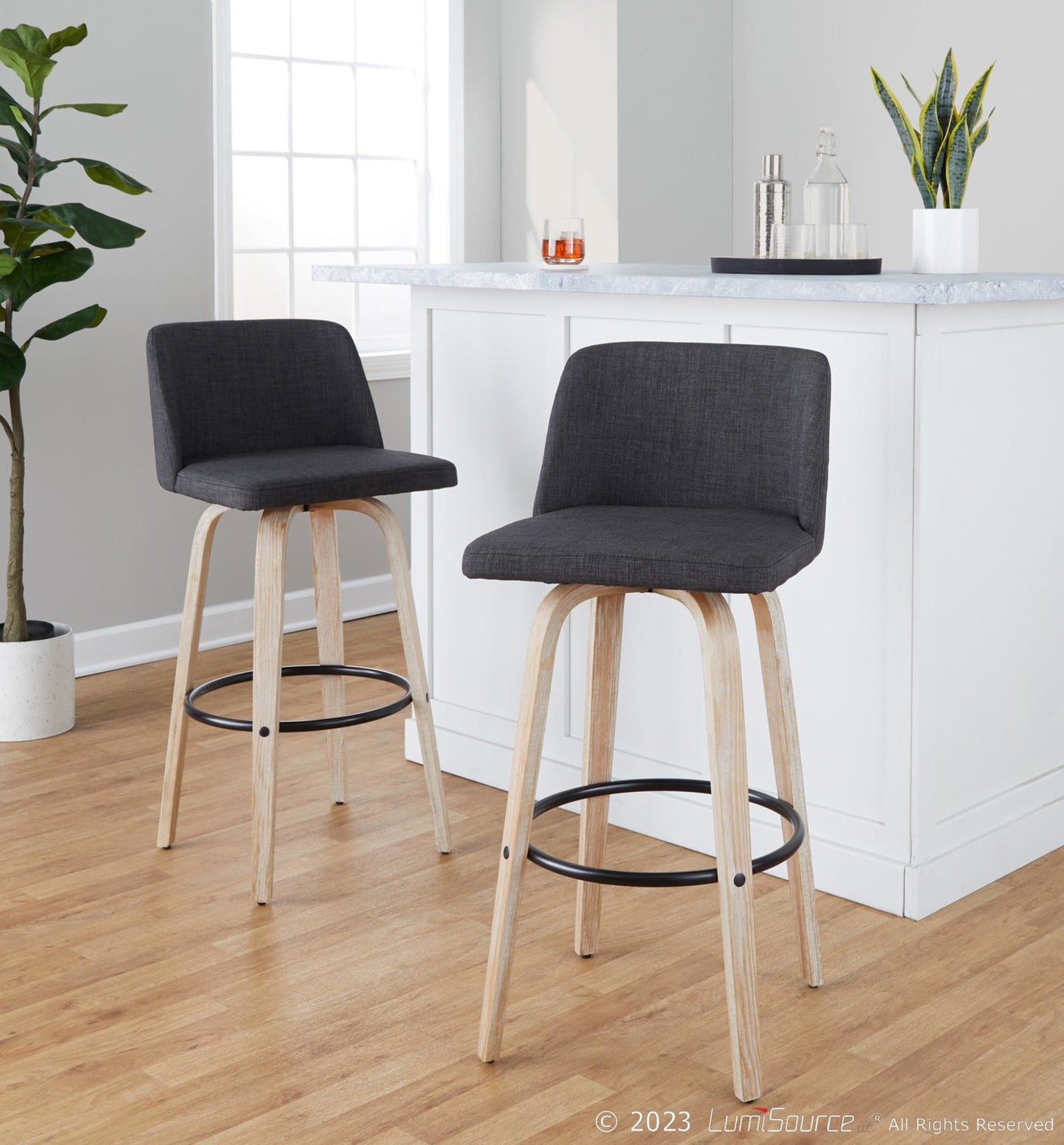 Toriano 30" Fixed-Height Barstool - Set of 2 By LumiSource - B30-TRNOFB-GRTZQ2 WWBU2 | Bar Stools | Modishstore - 10