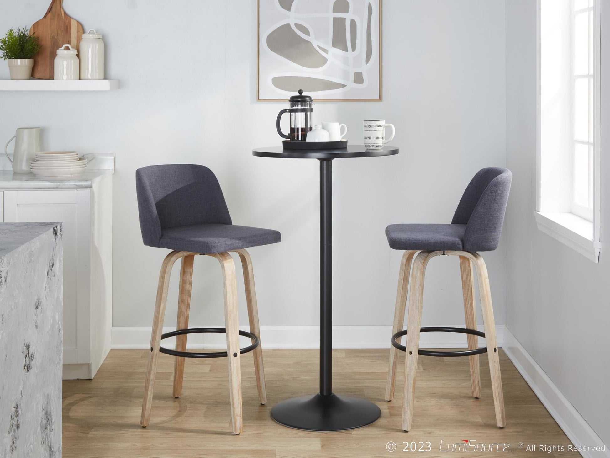 Toriano 30" Fixed-Height Barstool - Set of 2 By LumiSource - B30-TRNOFB-GRTZQ2 WWBU2 | Bar Stools | Modishstore