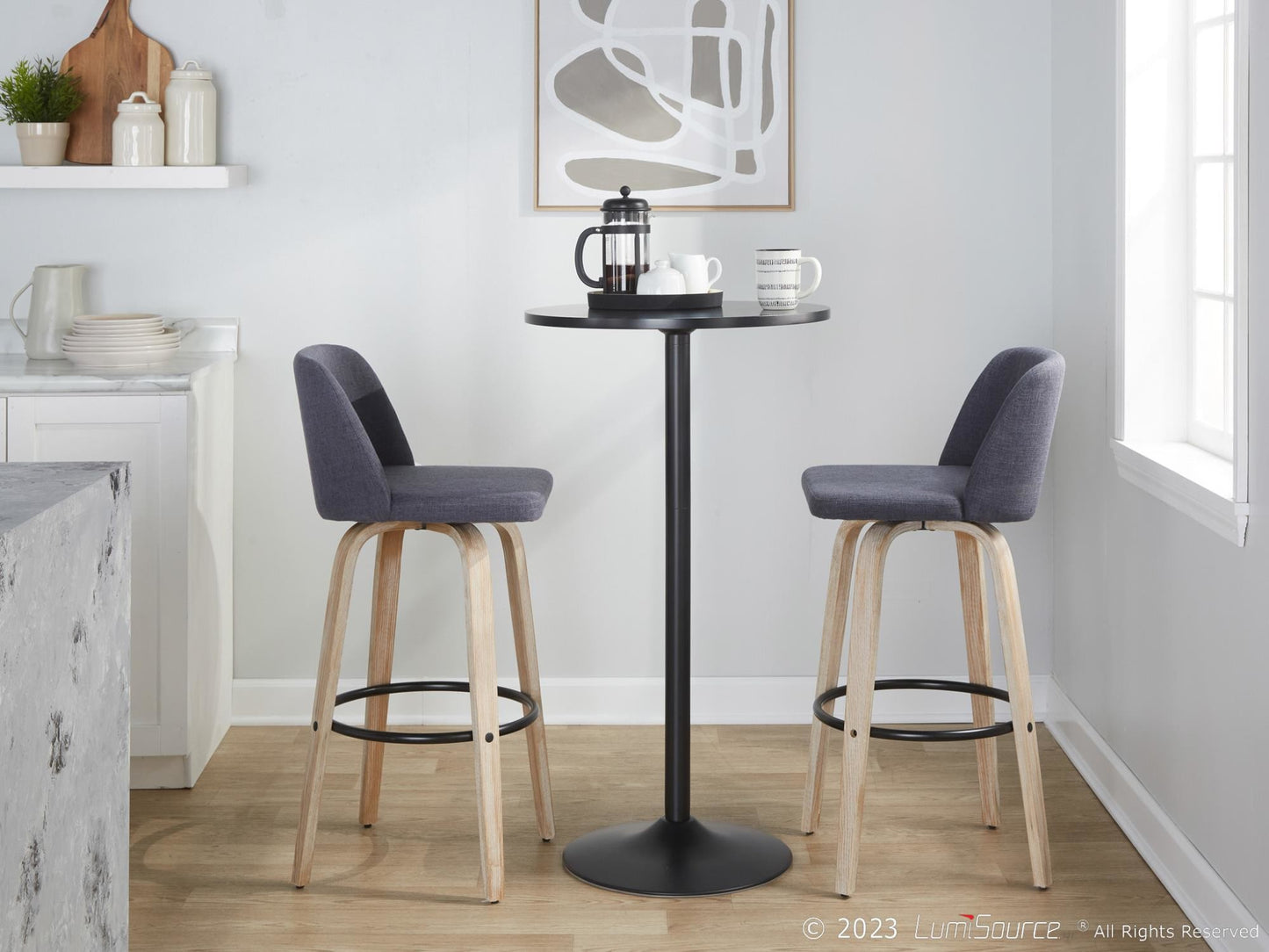 Toriano 30" Fixed-Height Barstool - Set of 2 By LumiSource - B30-TRNOFB-GRTZQ2 WWBU2 | Bar Stools | Modishstore - 2