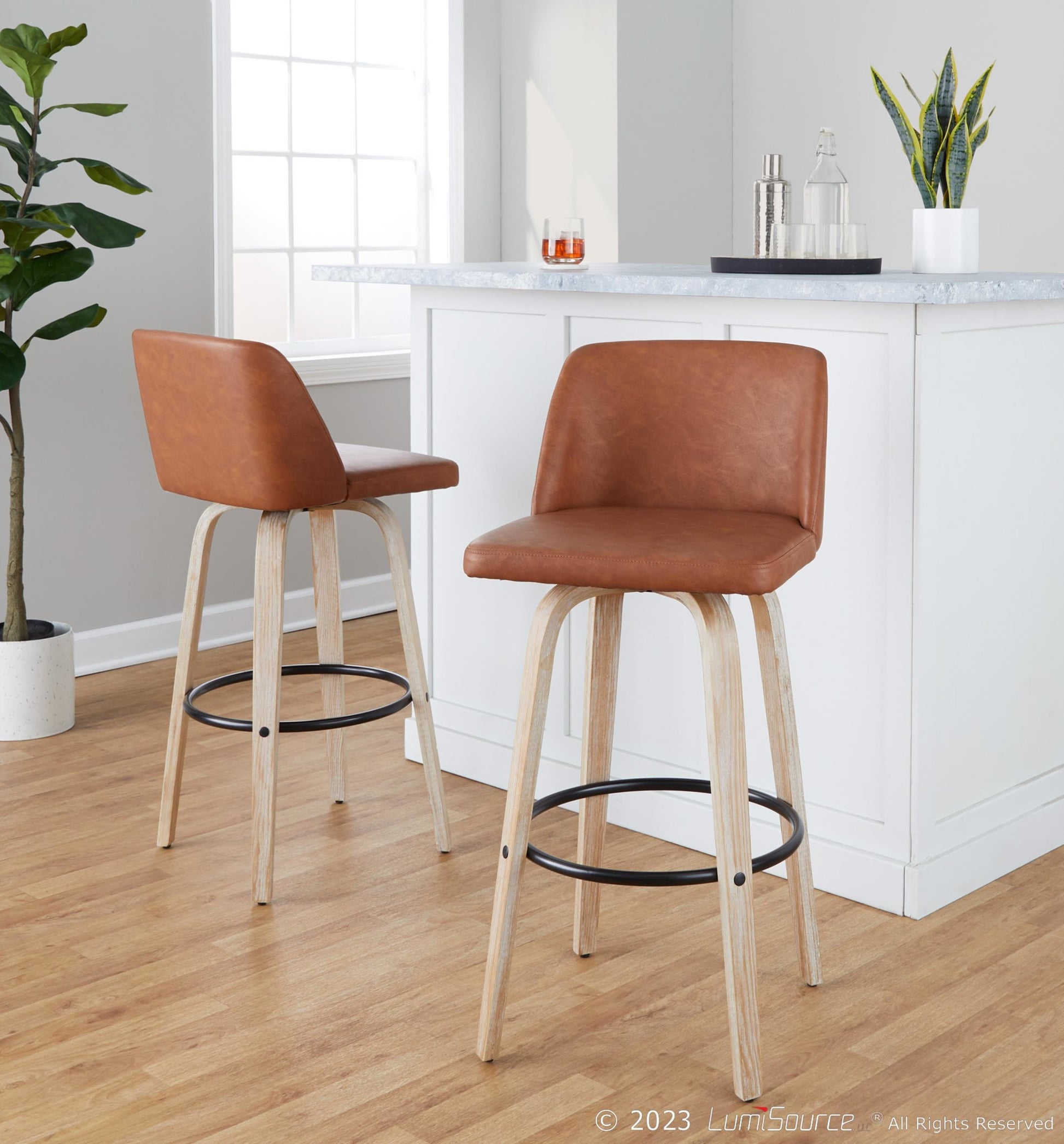 Toriano 30" Fixed-Height Barstool - Set of 2 By LumiSource - B30-TRNOPU-GRTZQ2 WWBK2 | Bar Stools | Modishstore - 11