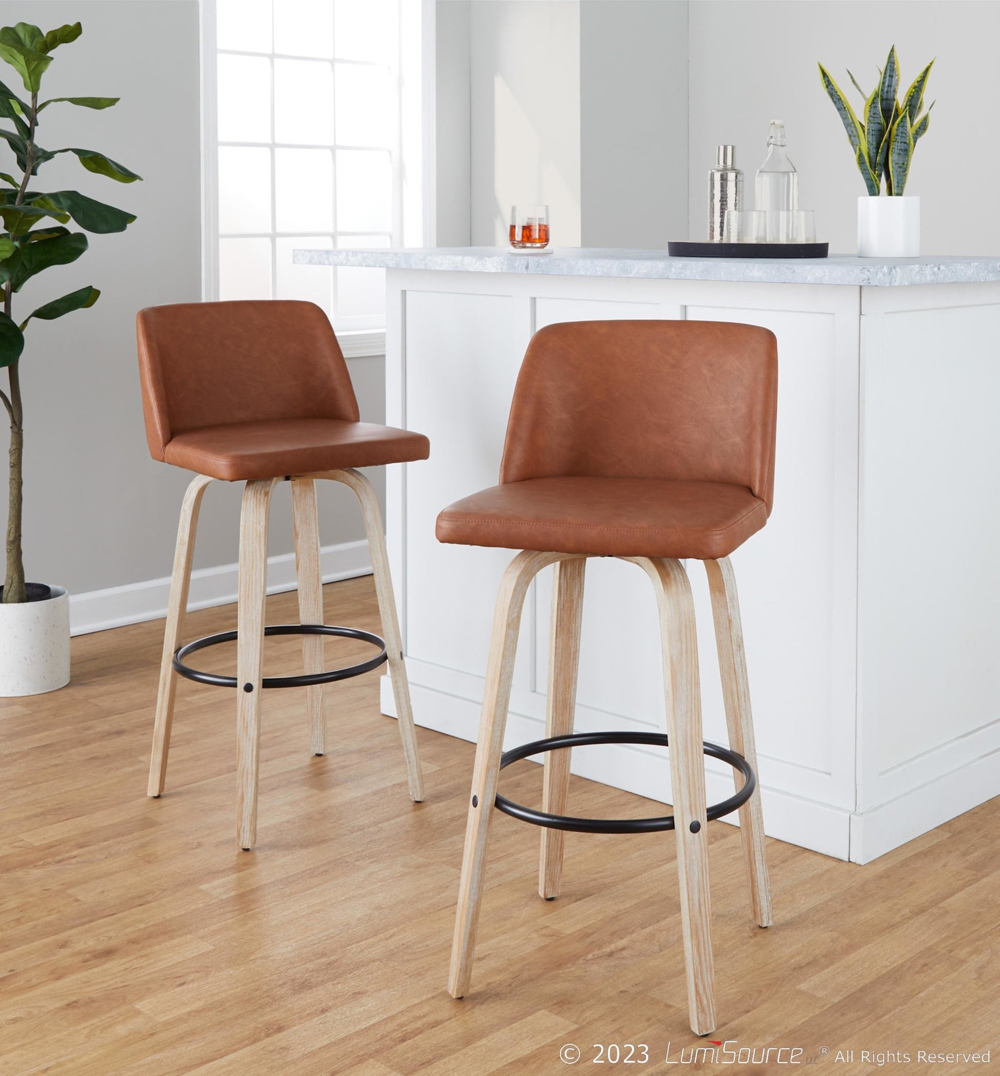 Toriano 30" Fixed-Height Barstool - Set of 2 By LumiSource - B30-TRNOPU-GRTZQ2 WWBK2 | Bar Stools | Modishstore - 12