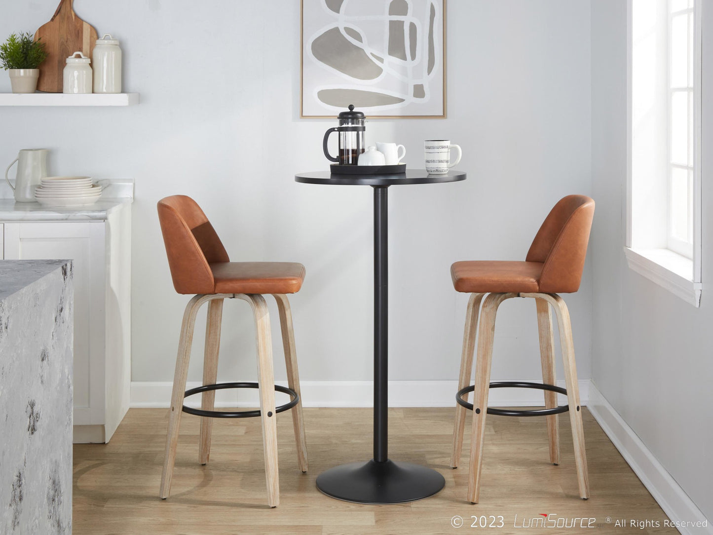 Toriano 30" Fixed-Height Barstool - Set of 2 By LumiSource - B30-TRNOPU-GRTZQ2 WWBK2 | Bar Stools | Modishstore - 13