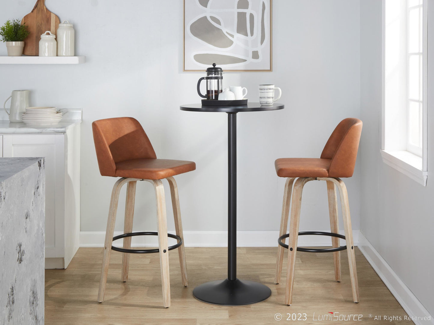 Toriano 30" Fixed-Height Barstool - Set of 2 By LumiSource - B30-TRNOPU-GRTZQ2 WWBK2 | Bar Stools | Modishstore - 14