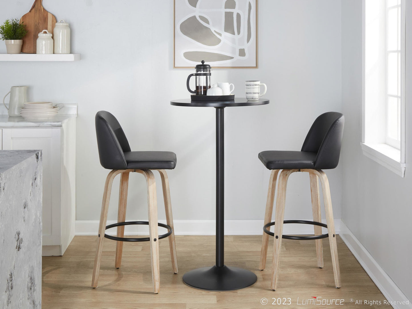 Toriano 30" Fixed-Height Barstool - Set of 2 By LumiSource - B30-TRNOPU-GRTZQ2 WWBK2 | Bar Stools | Modishstore - 4