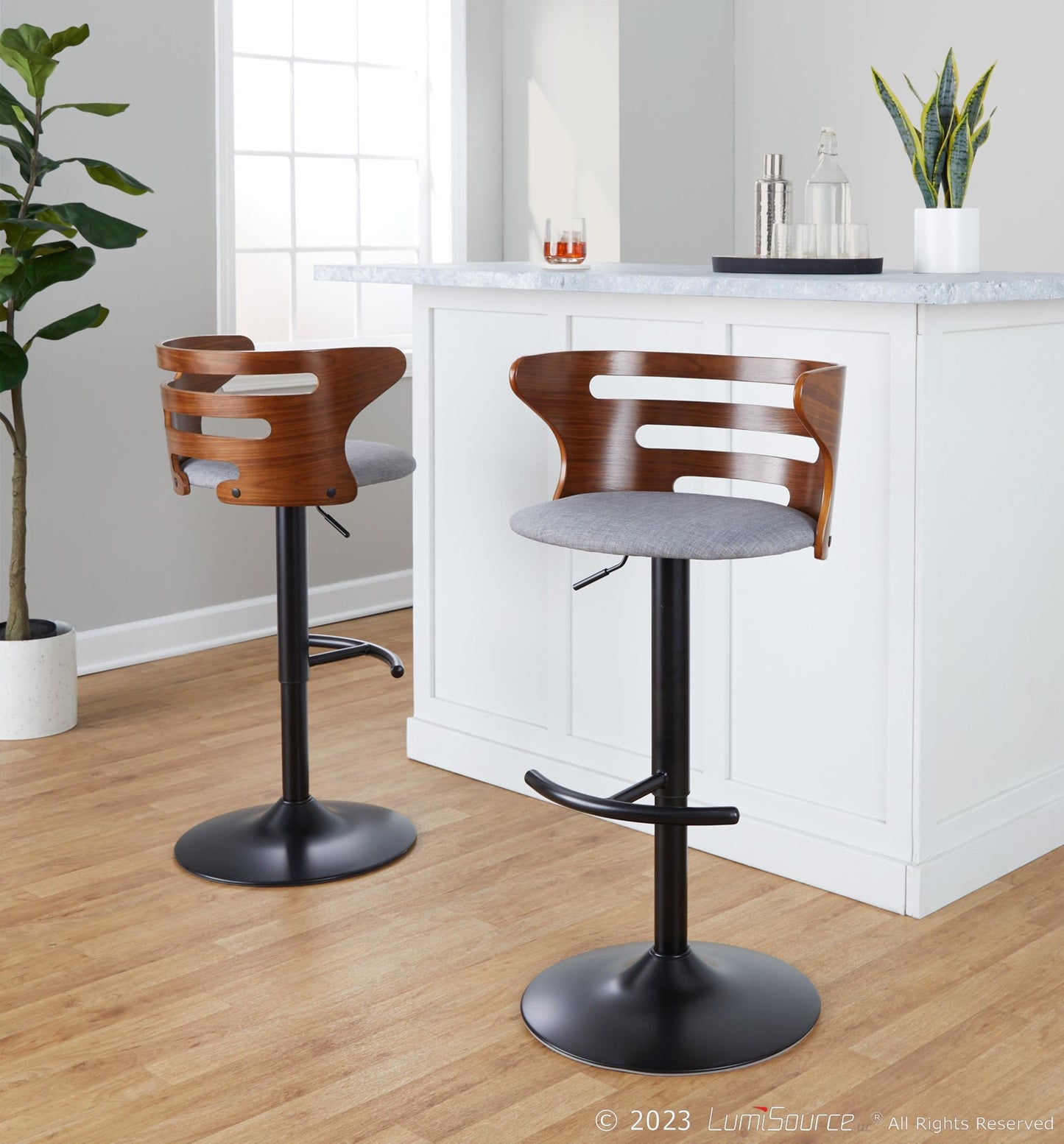 Cosi Adjustable Barstool - Set of 2 By LumiSource - BS-COSIFB-RT2 BKWLCHAR2 | Bar Stools | Modishstore - 12