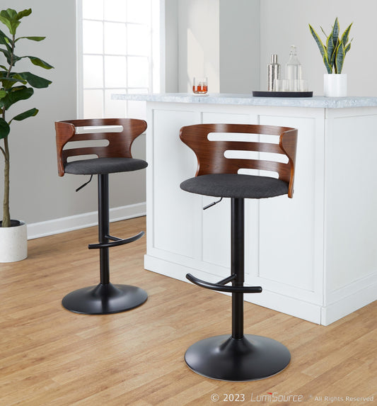 Cosi Adjustable Barstool - Set of 2 By LumiSource - BS-COSIFB-RT2 BKWLCHAR2 | Bar Stools | Modishstore