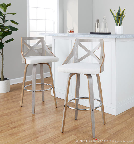 Charlotte 30" Fixed-Height Barstool - Set of 2 By LumiSource - B30-CHARLOTFB-GRTZR2 LGYLGYCR2 | Bar Stools | Modishstore