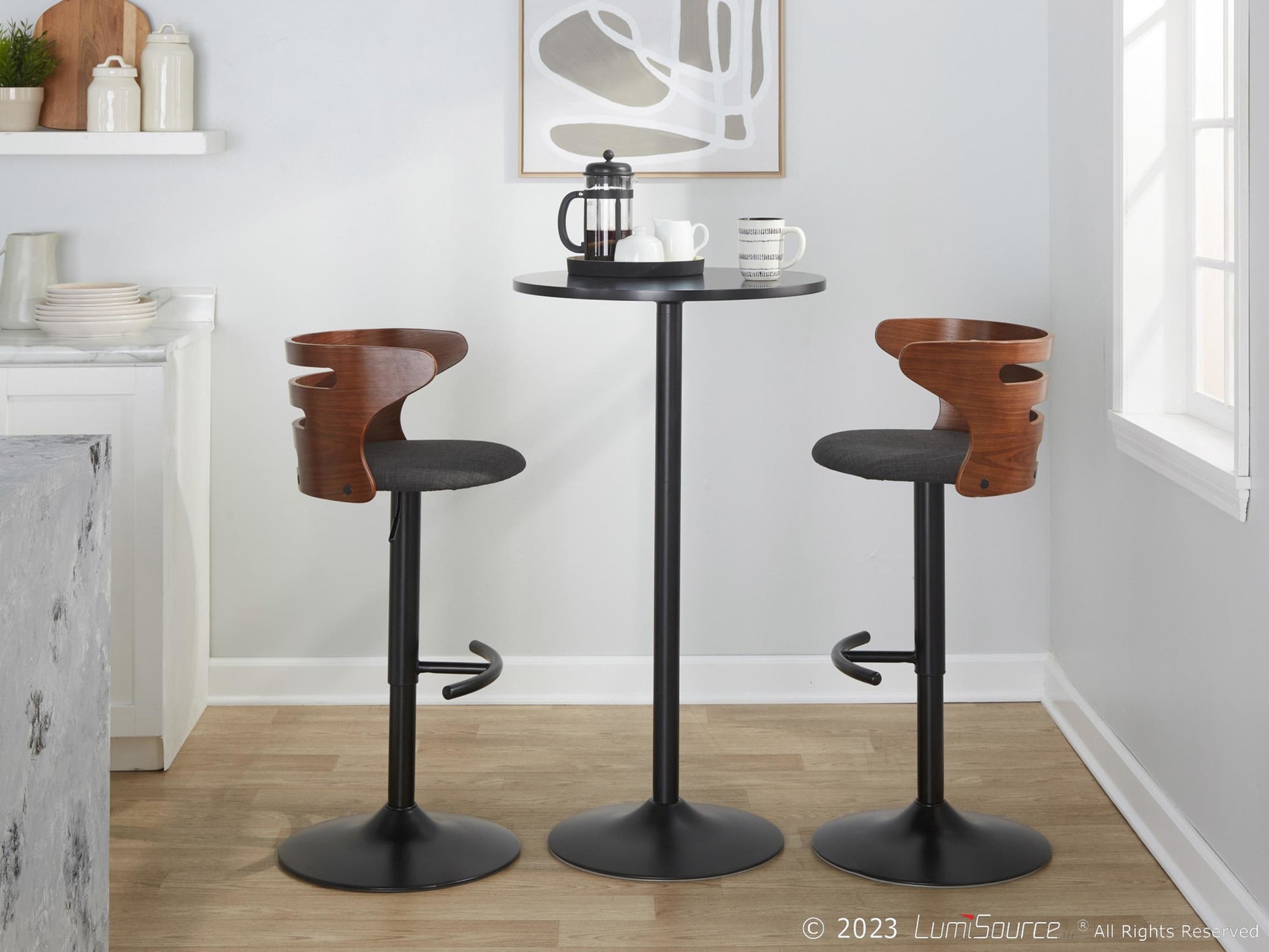 Cosi Adjustable Barstool - Set of 2 By LumiSource - BS-COSIFB-RT2 BKWLCHAR2 | Bar Stools | Modishstore - 3