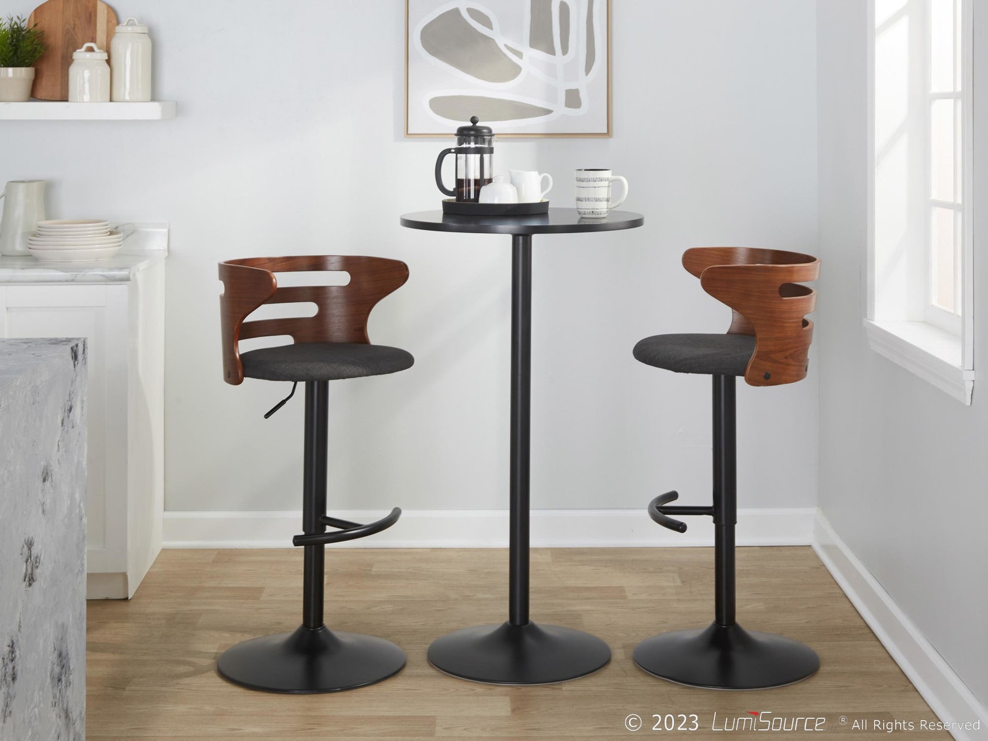 Cosi Adjustable Barstool - Set of 2 By LumiSource - BS-COSIFB-RT2 BKWLCHAR2 | Bar Stools | Modishstore - 4