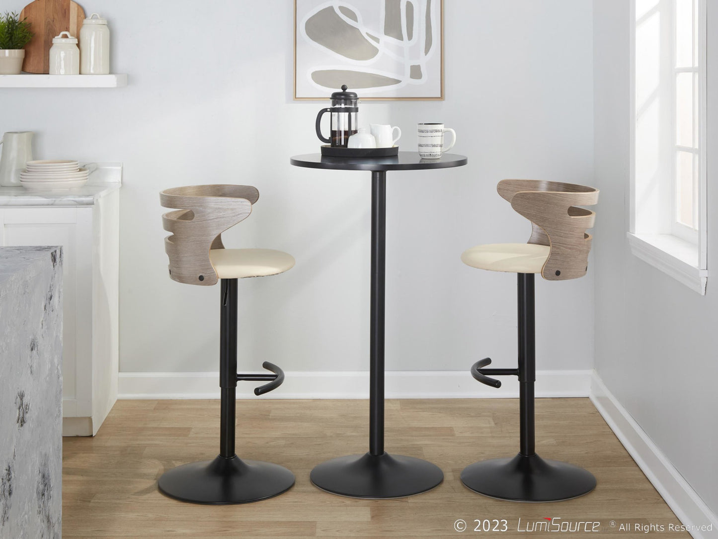 Cosi Adjustable Barstool - Set of 2 By LumiSource - BS-COSIPU-RT2 BKLGYBK2 | Bar Stools | Modishstore - 9