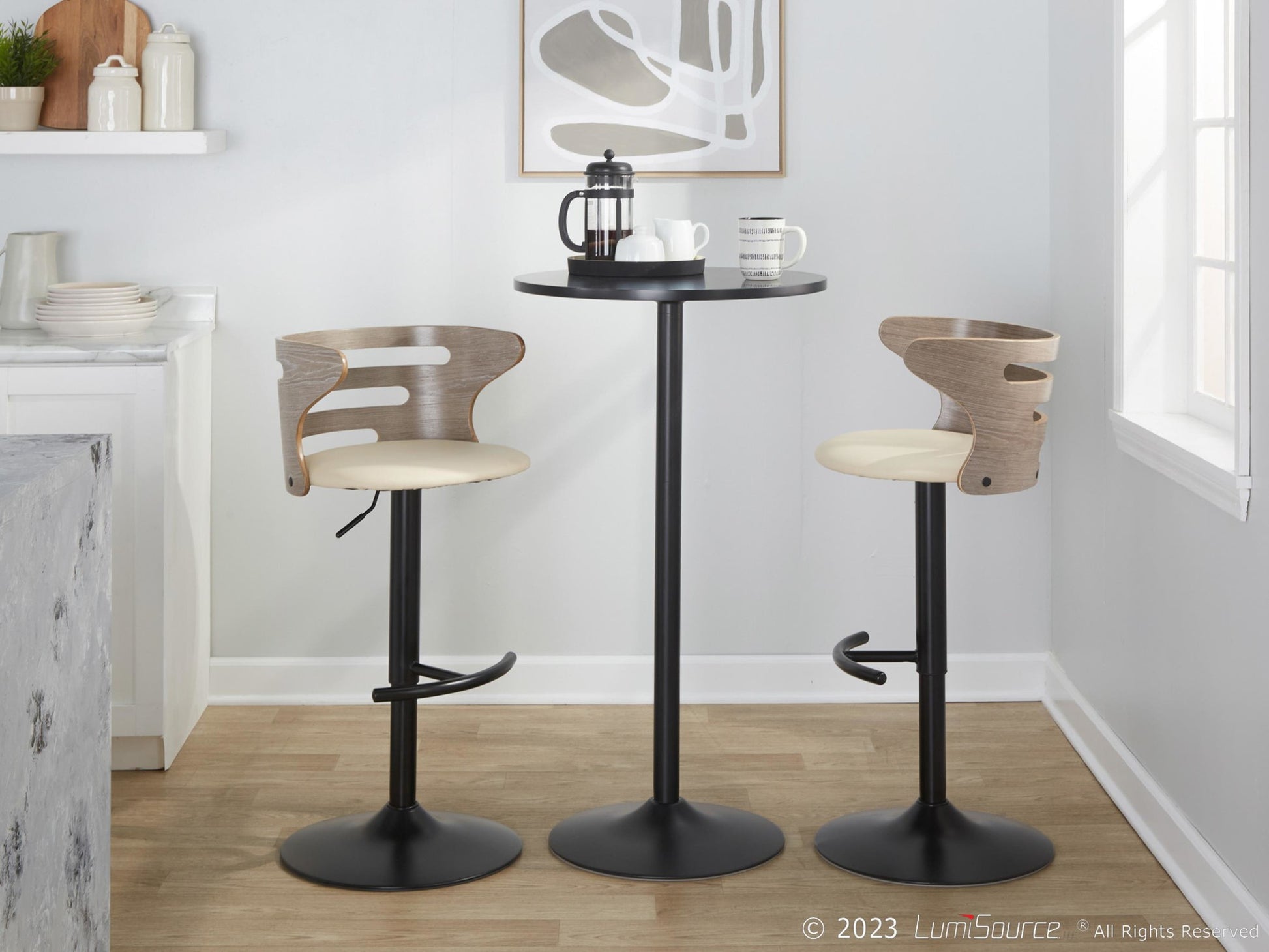 Cosi Adjustable Barstool - Set of 2 By LumiSource - BS-COSIPU-RT2 BKLGYBK2 | Bar Stools | Modishstore - 10