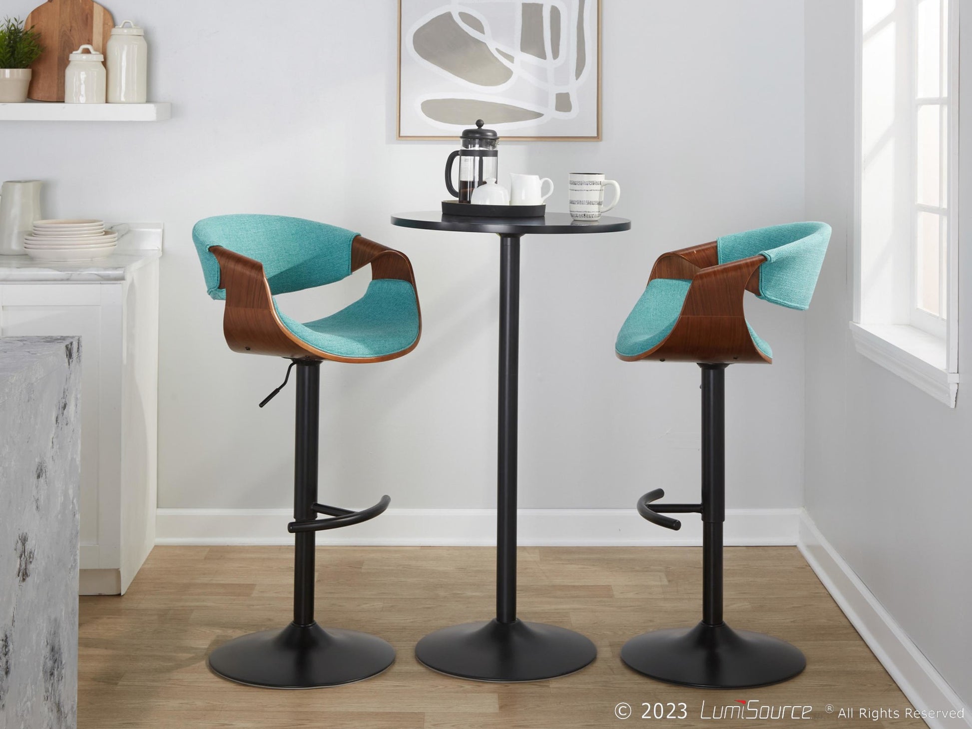 Curvo Adjustable Barstool - Set of 2 By LumiSource - BS-CURVO-RT2 BKWLBU2 | Bar Stools | Modishstore - 37