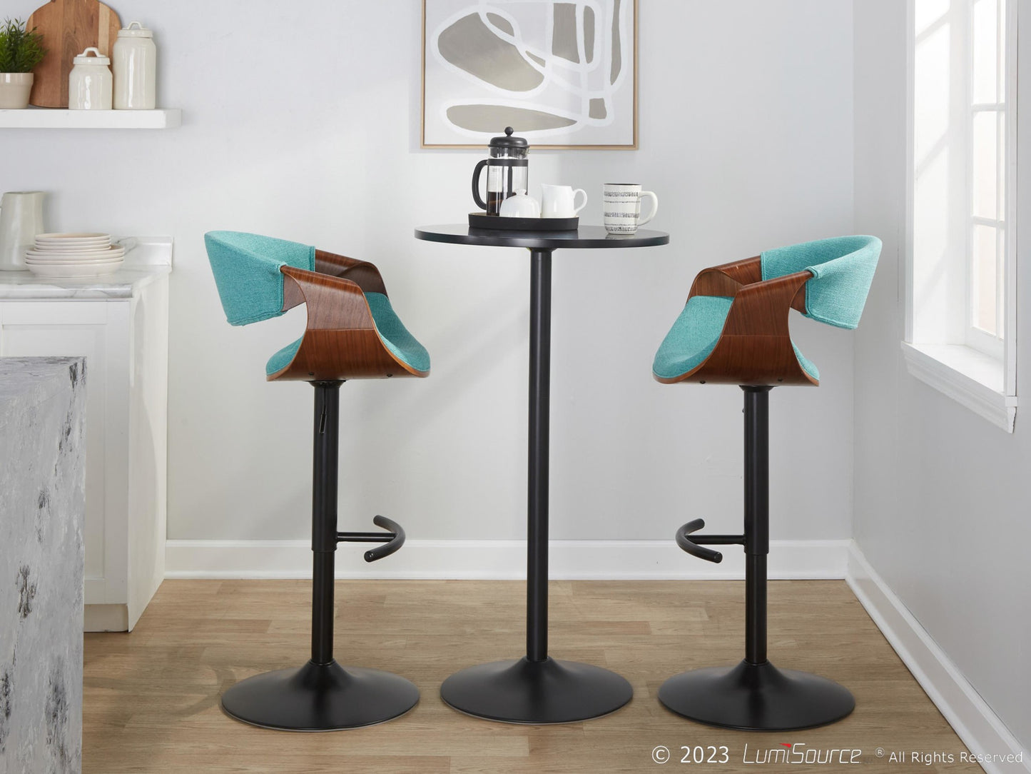 Curvo Adjustable Barstool - Set of 2 By LumiSource - BS-CURVO-RT2 BKWLBU2 | Bar Stools | Modishstore - 38