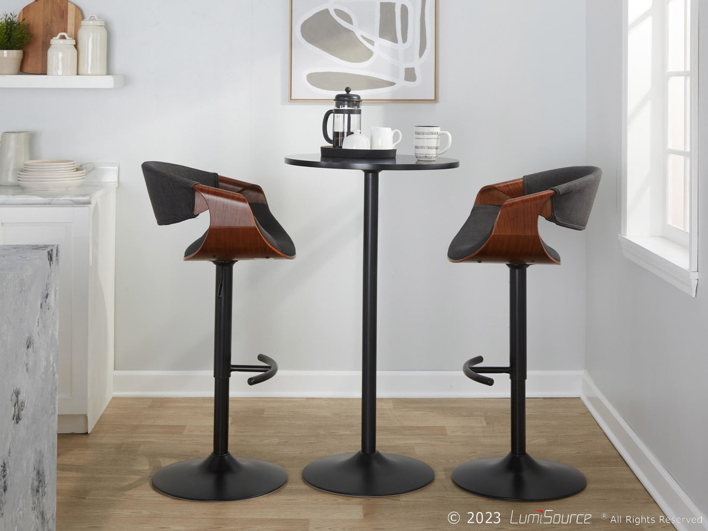 Curvo Adjustable Barstool - Set of 2 By LumiSource - BS-CURVO-RT2 BKWLBU2 | Bar Stools | Modishstore - 12