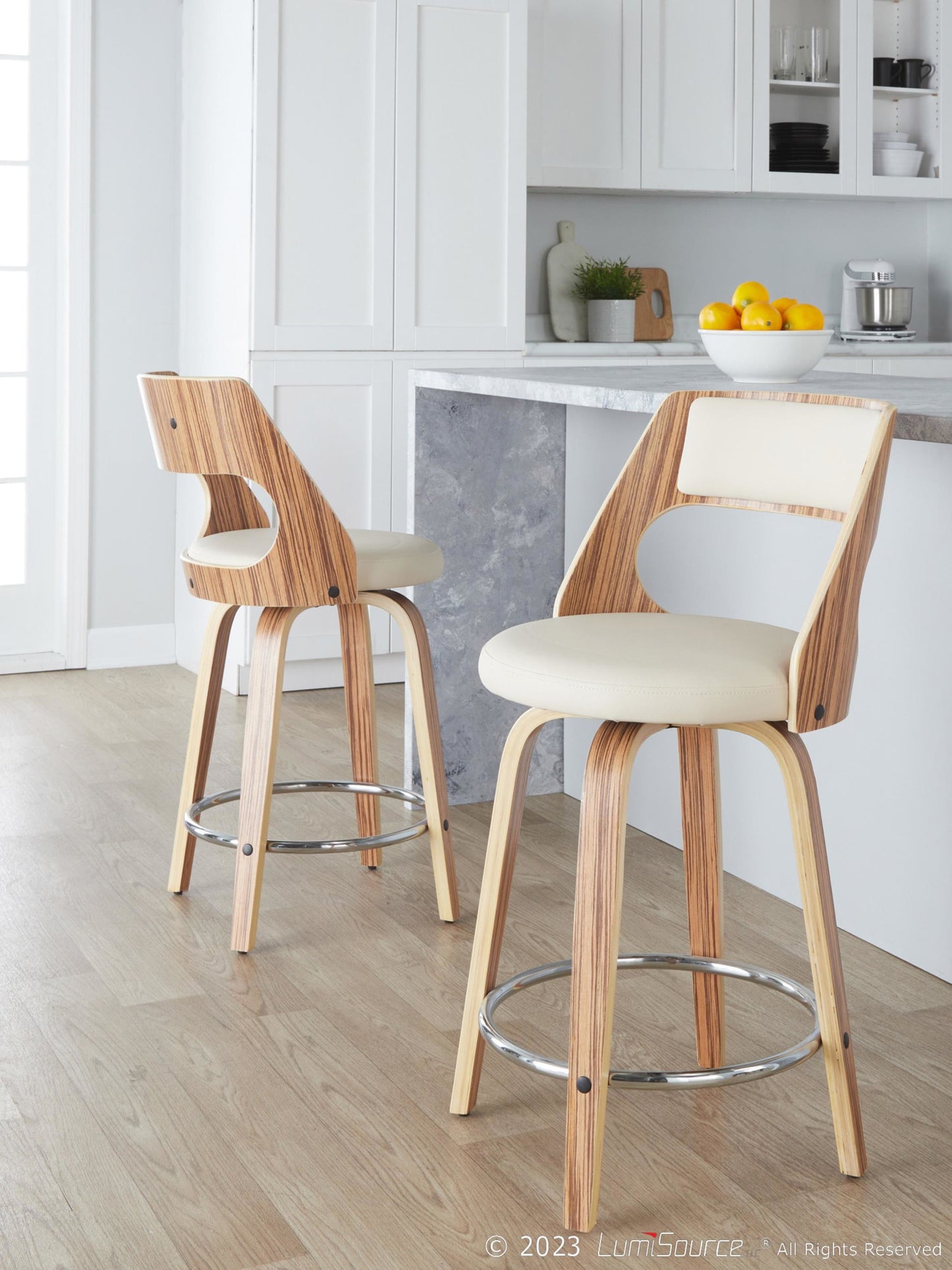 Cecina 24" Fixed-Height Counter Stool - Set of 2 By LumiSource - B24-CECINAPU-GRTZR2 WLWLGY2 | Counter Stools | Modishstore - 12