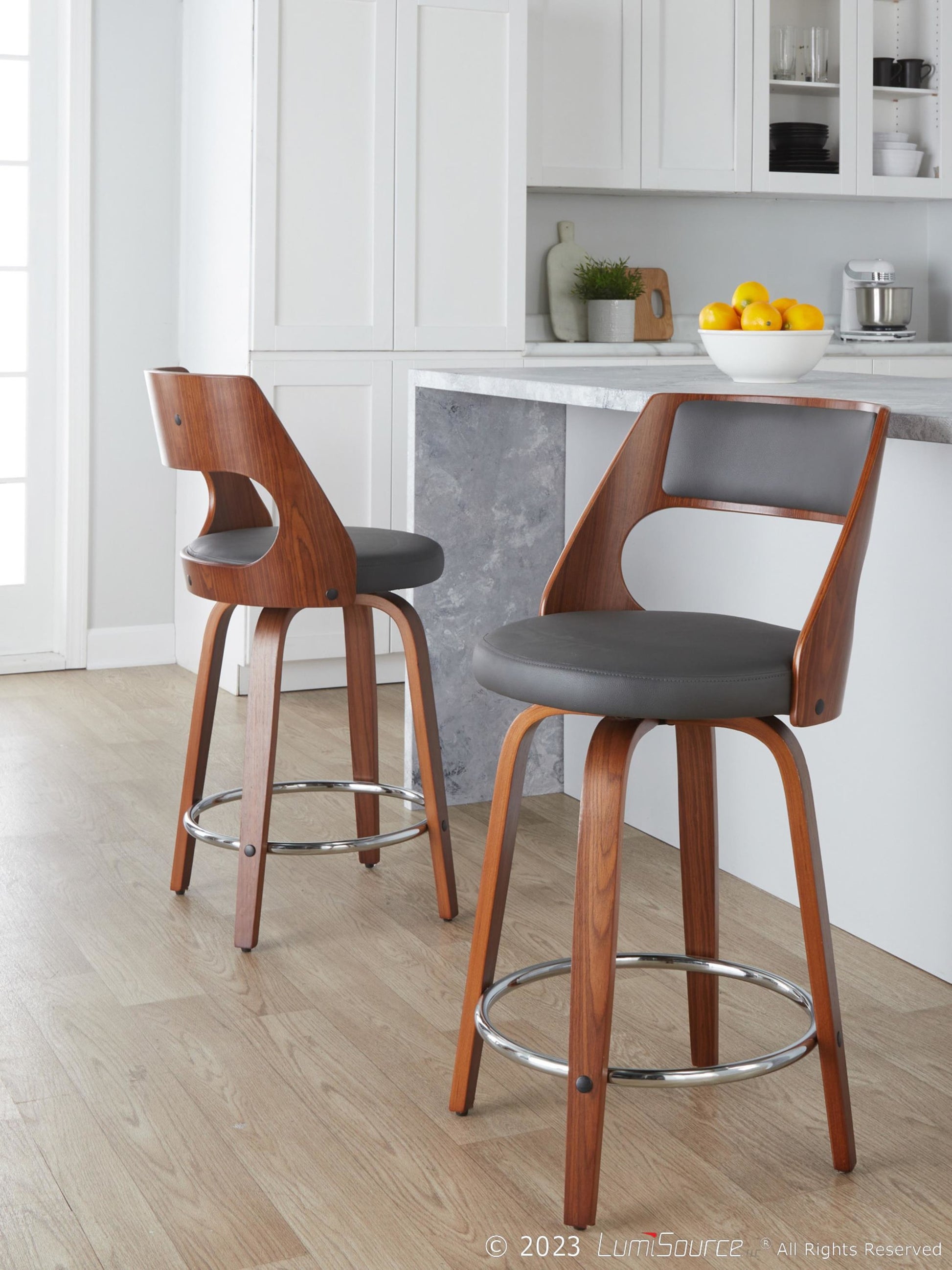 Cecina 24" Fixed-Height Counter Stool - Set of 2 By LumiSource - B24-CECINAPU-GRTZR2 WLWLGY2 | Counter Stools | Modishstore - 2