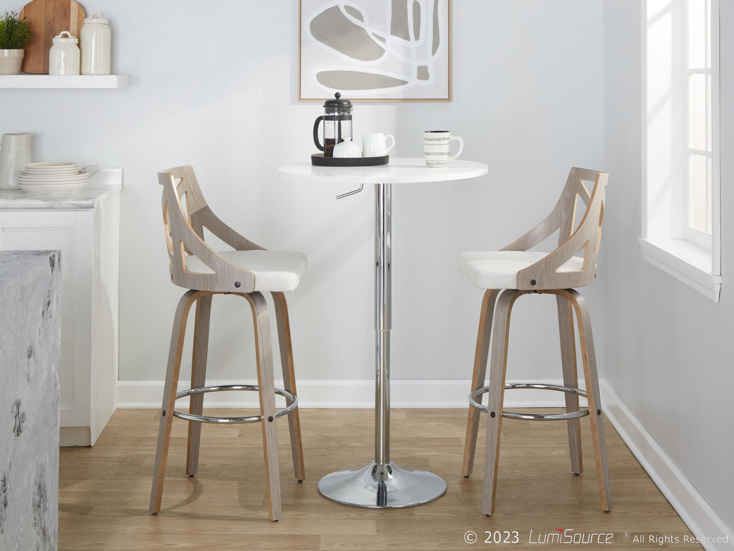 Charlotte 30" Fixed-Height Barstool - Set of 2 By LumiSource - B30-CHARLOTFB-GRTZR2 LGYLGYCR2 | Bar Stools | Modishstore - 4