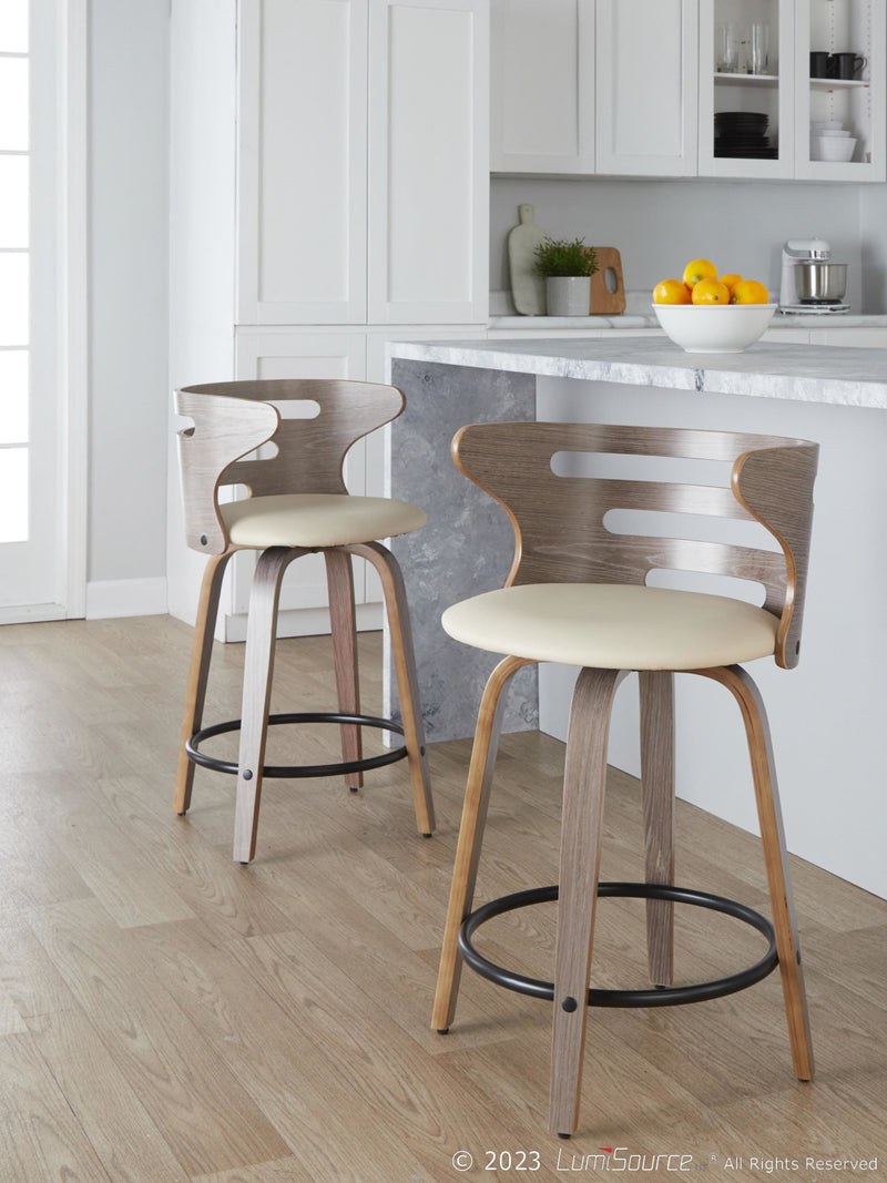 Cosini 24" Fixed-Height Counter Stool - Set of 2 By LumiSource - B24-COSIPU-GRTZQ2 LGYLGYBK2 | Counter Stools | Modishstore - 11